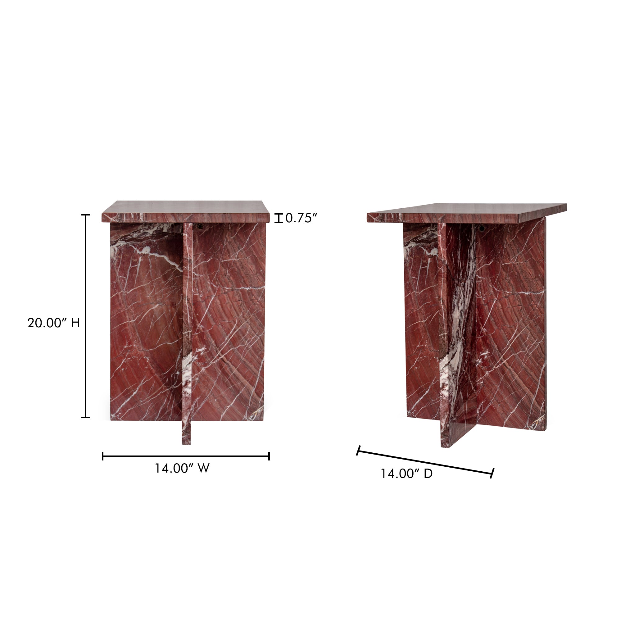 Moes Blair Accent Table Rosso Levanto Marble PJ-1024-06