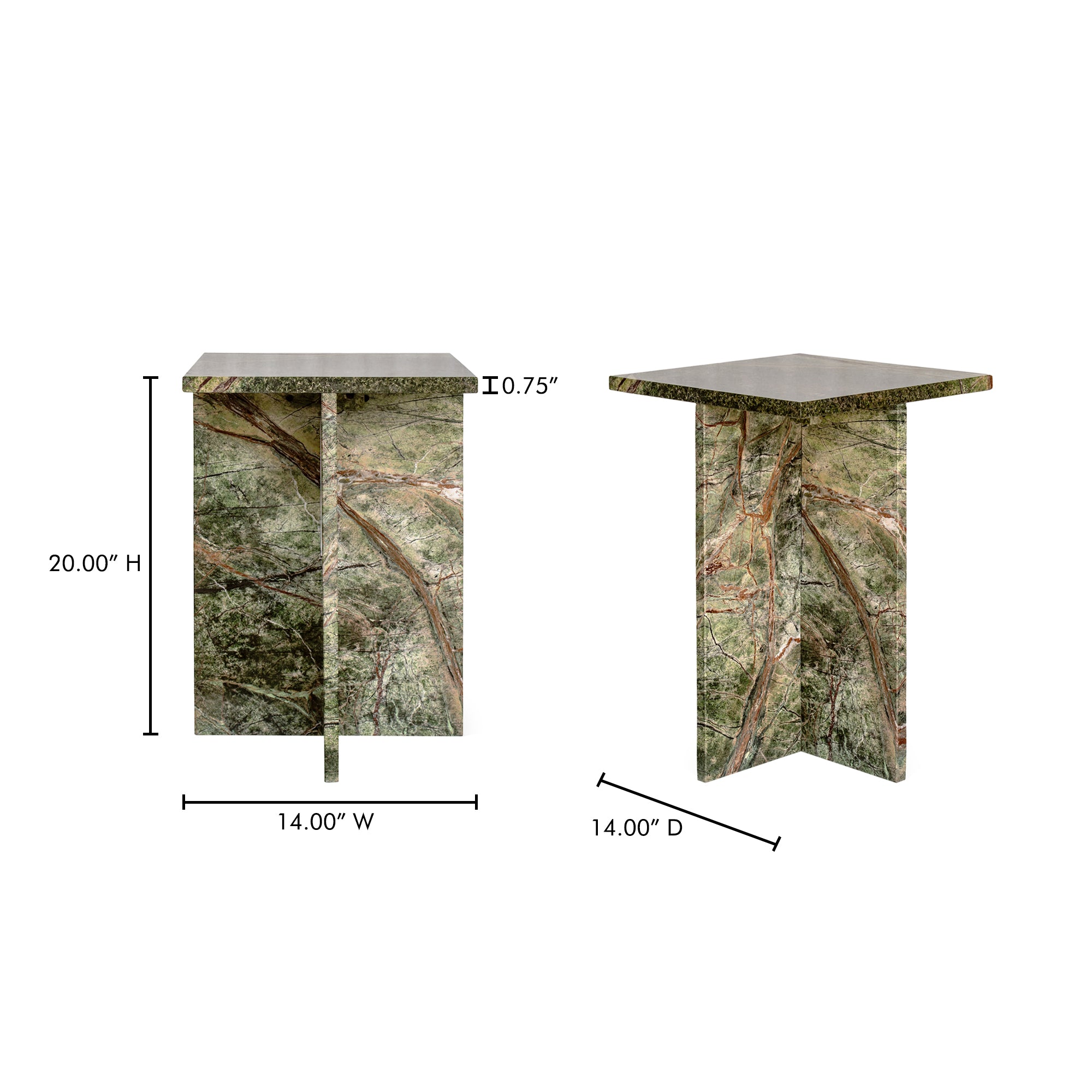 Moes Blair Accent Table Rainforest Green Marble PJ-1024-27