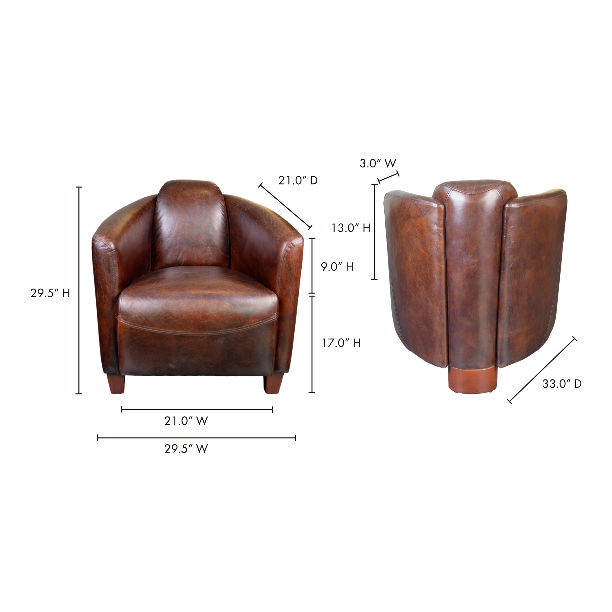Moes Salzburg Club Chair Dark Brown Leather PK-1000-20
