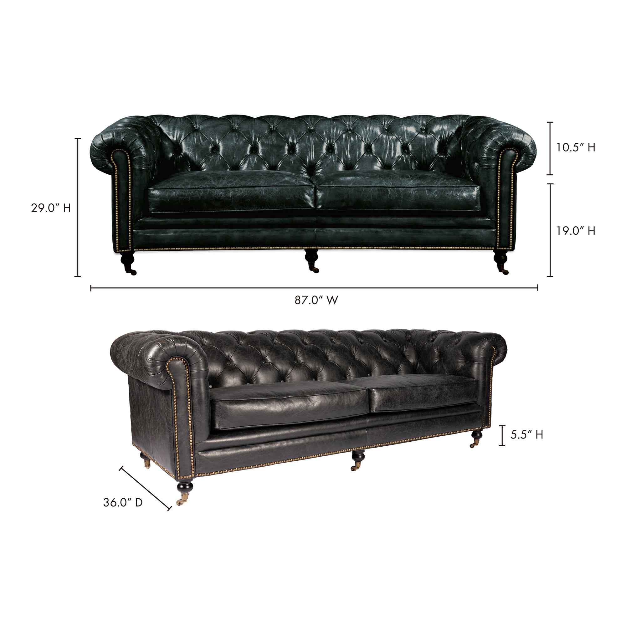 Moes Birmingham Sofa Black Leather PK-1007-02