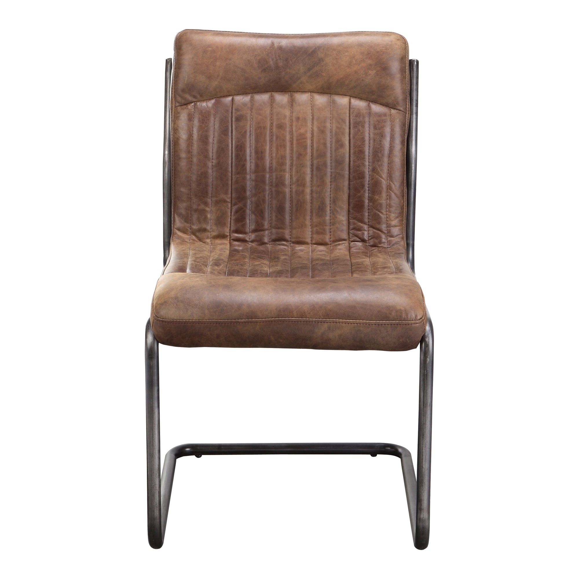 Moes Ansel Dining Chair Grazed Brown Leather - Set Of Two PK-1043-03