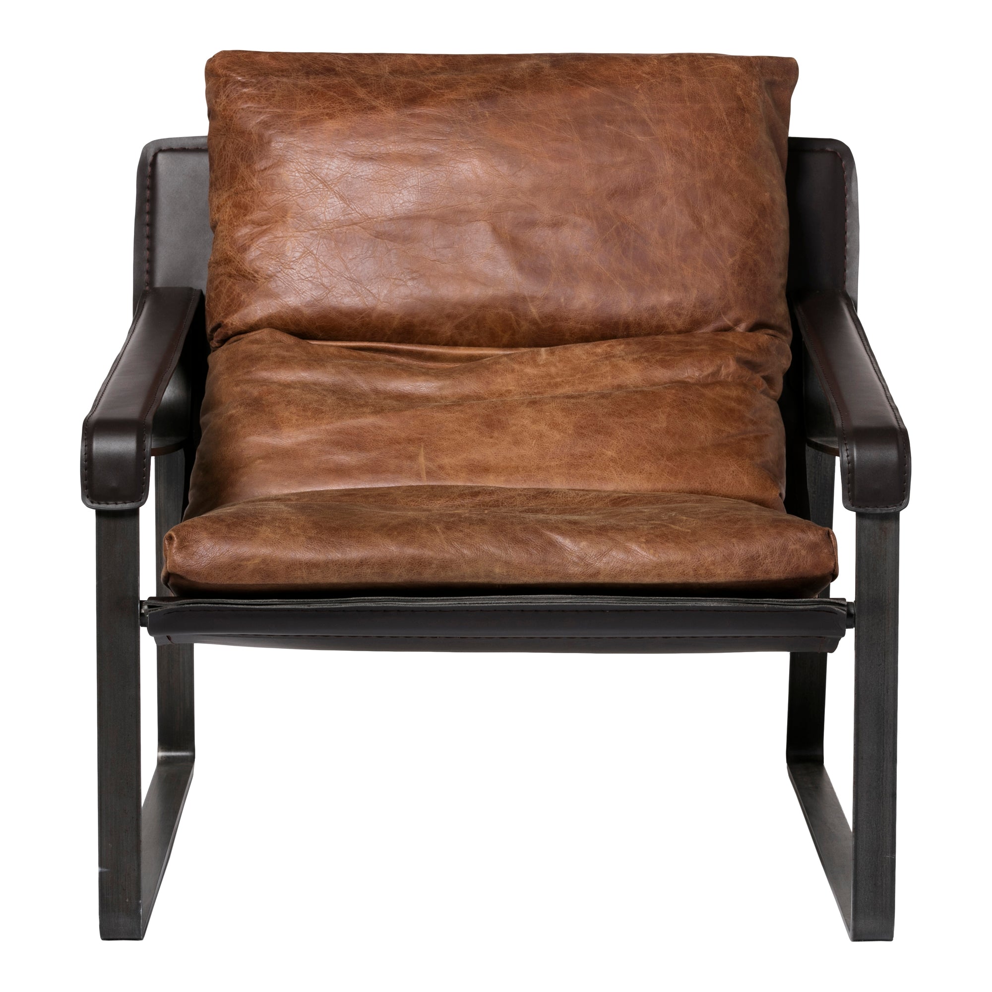 Moes Connor Club Chair Open Road Brown Leather PK-1044-14