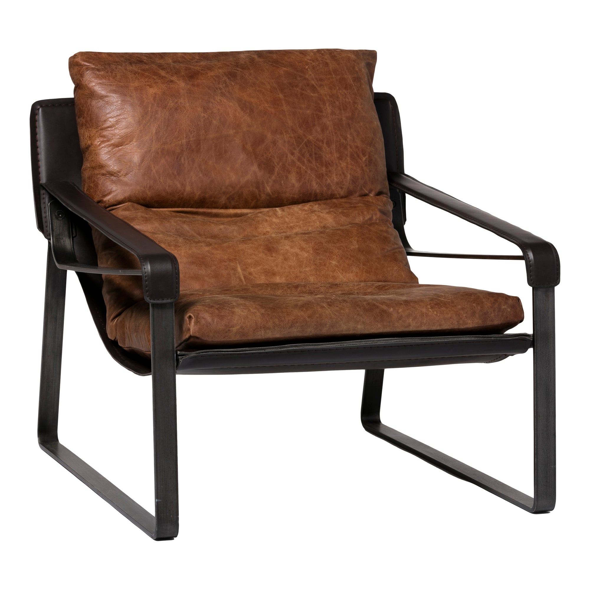 Moes Connor Club Chair Open Road Brown Leather PK-1044-14