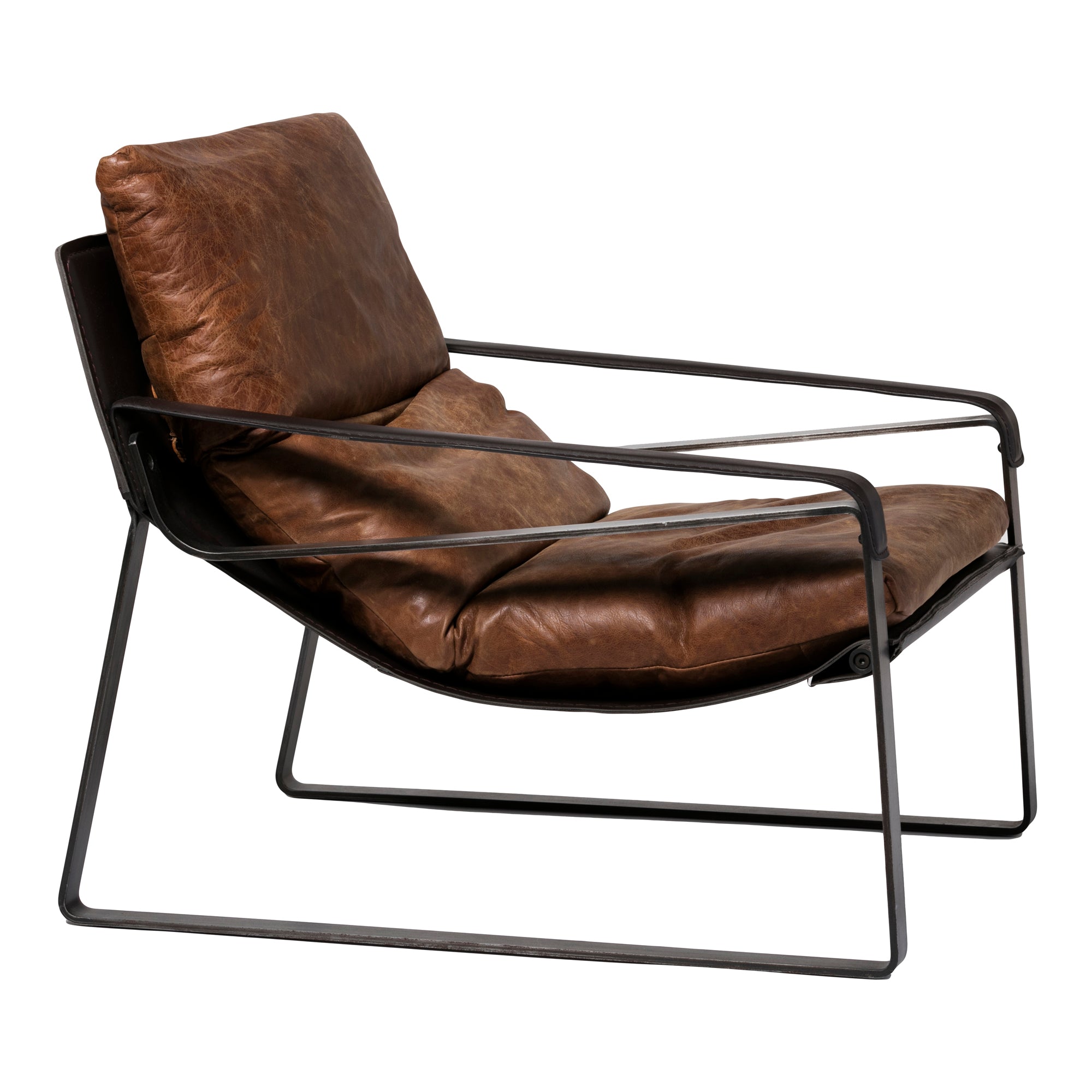 Moes Connor Club Chair Open Road Brown Leather PK-1044-14