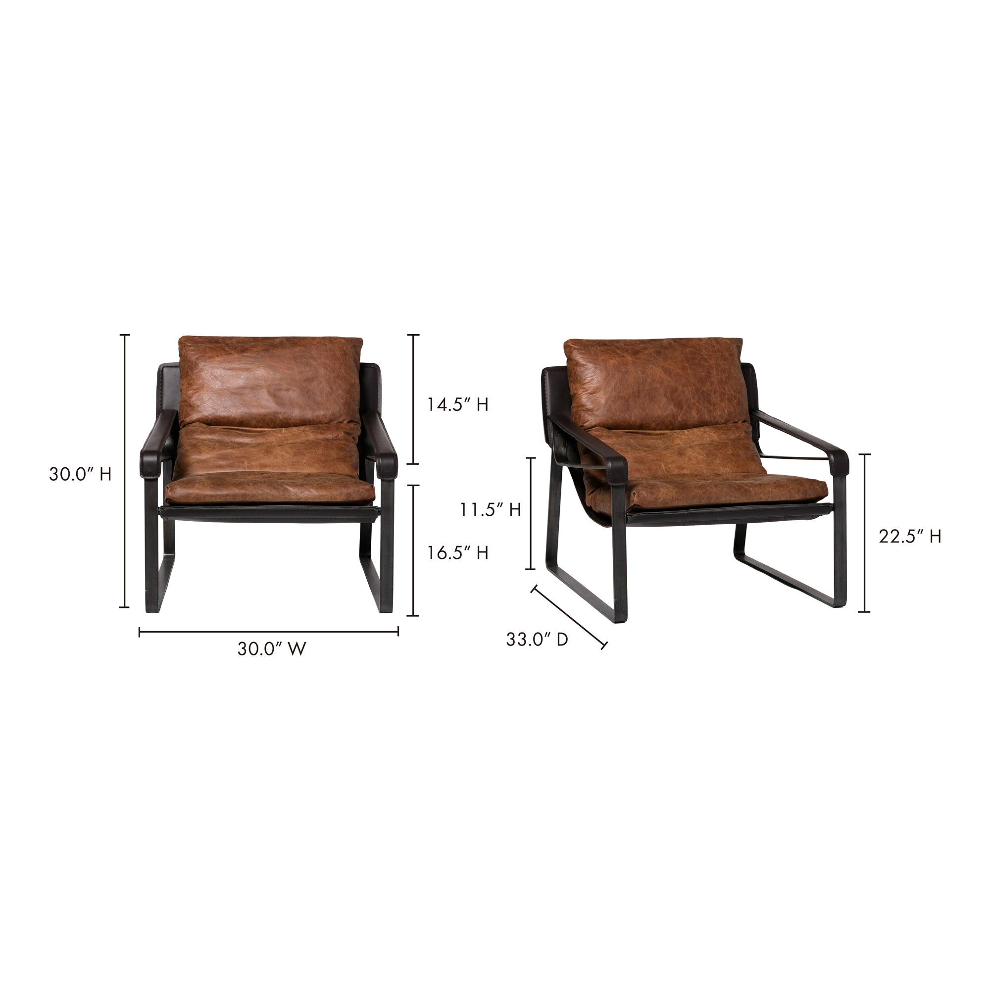 Moes Connor Club Chair Open Road Brown Leather PK-1044-14
