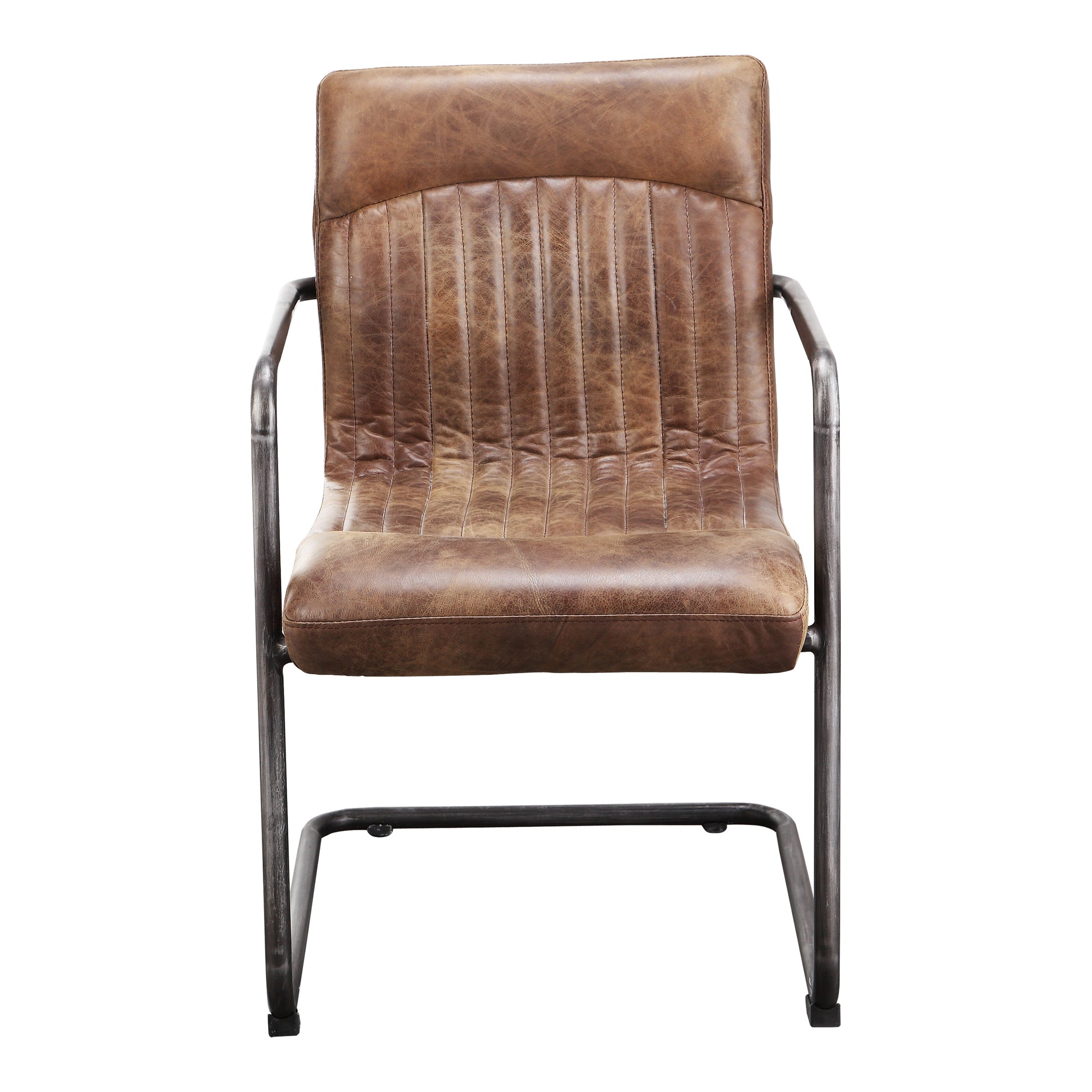 Moes Ansel Arm Chair Grazed Brown Leather - Set Of Two PK-1052-03