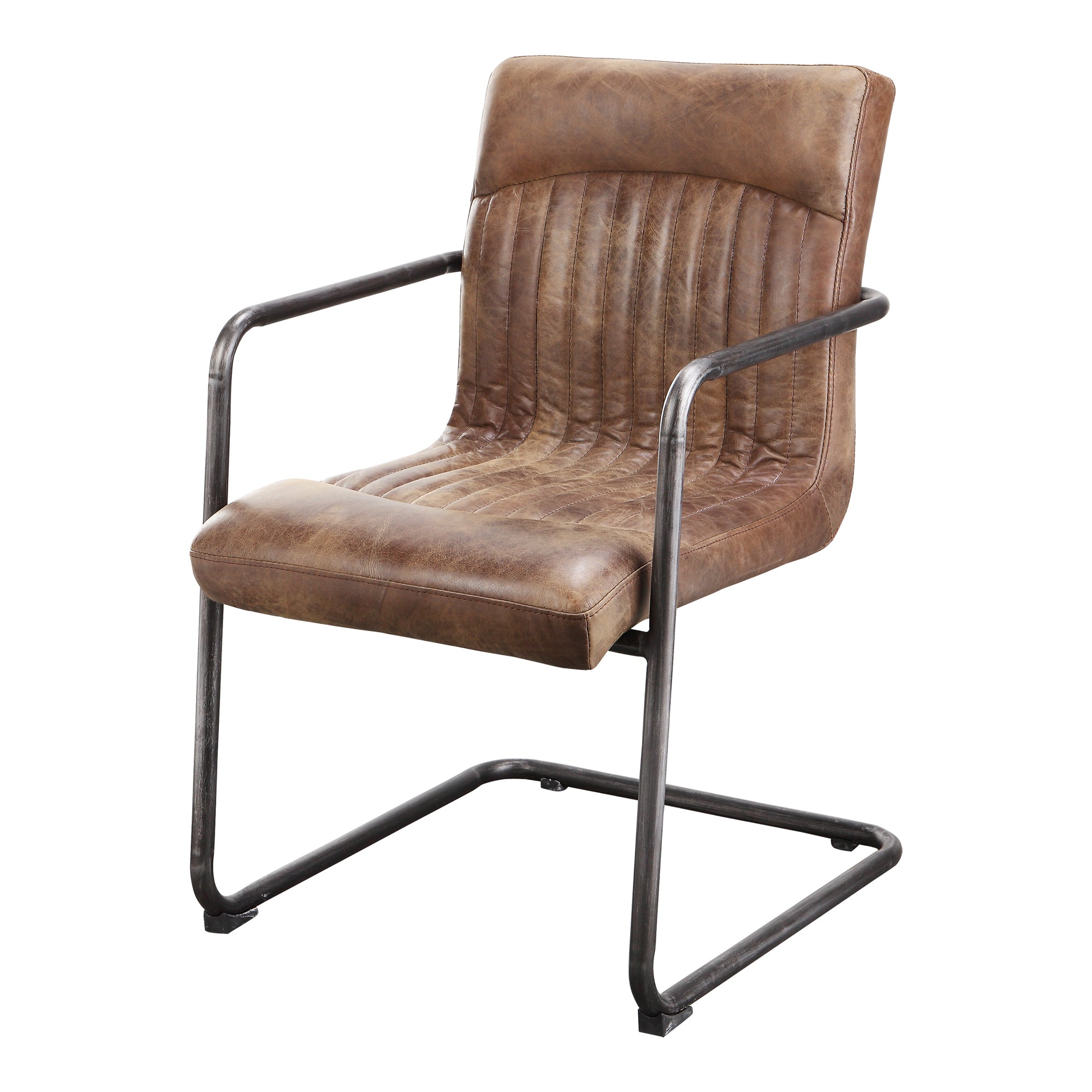 Moes Ansel Arm Chair Grazed Brown Leather - Set Of Two PK-1052-03