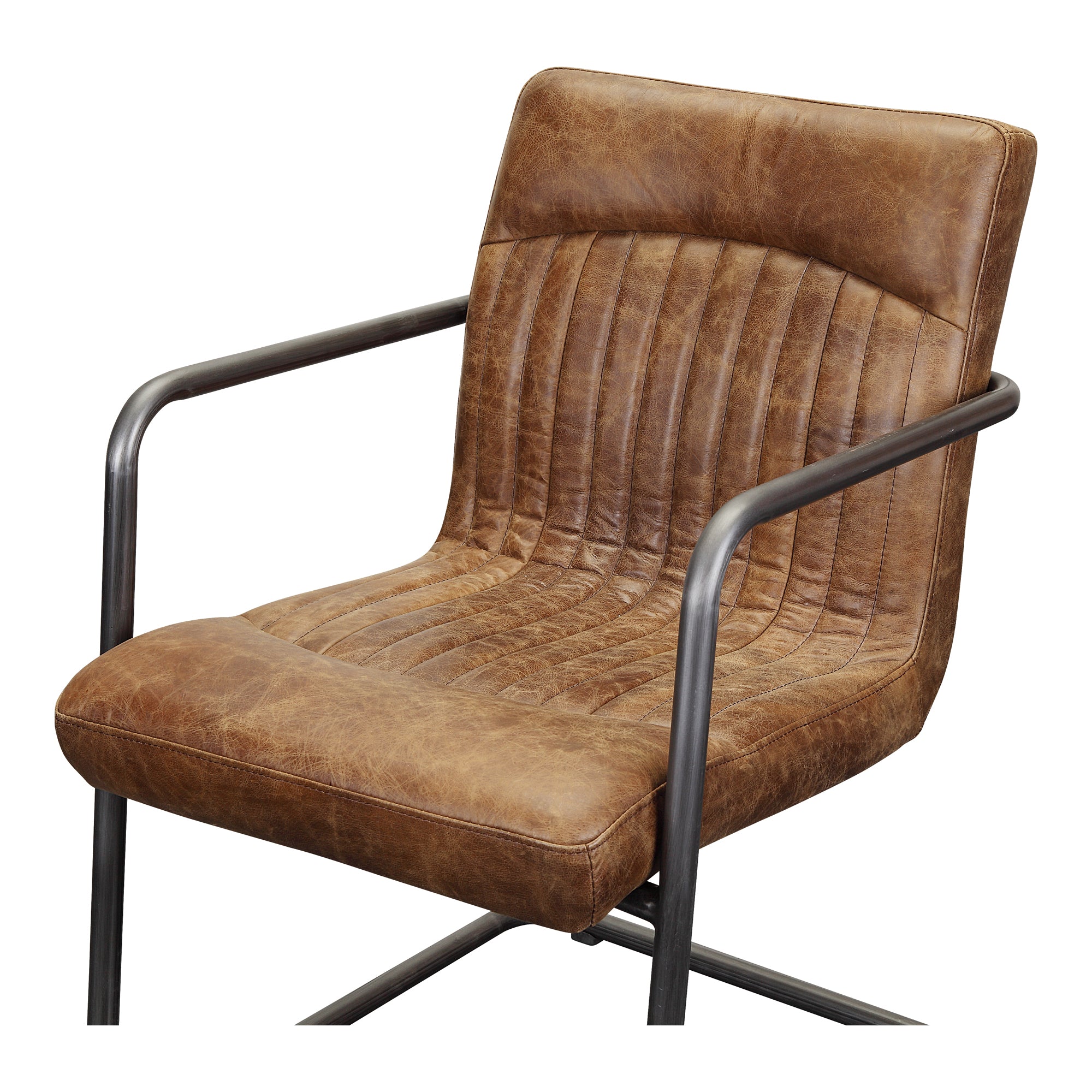 Moes Ansel Arm Chair Grazed Brown Leather - Set Of Two PK-1052-03