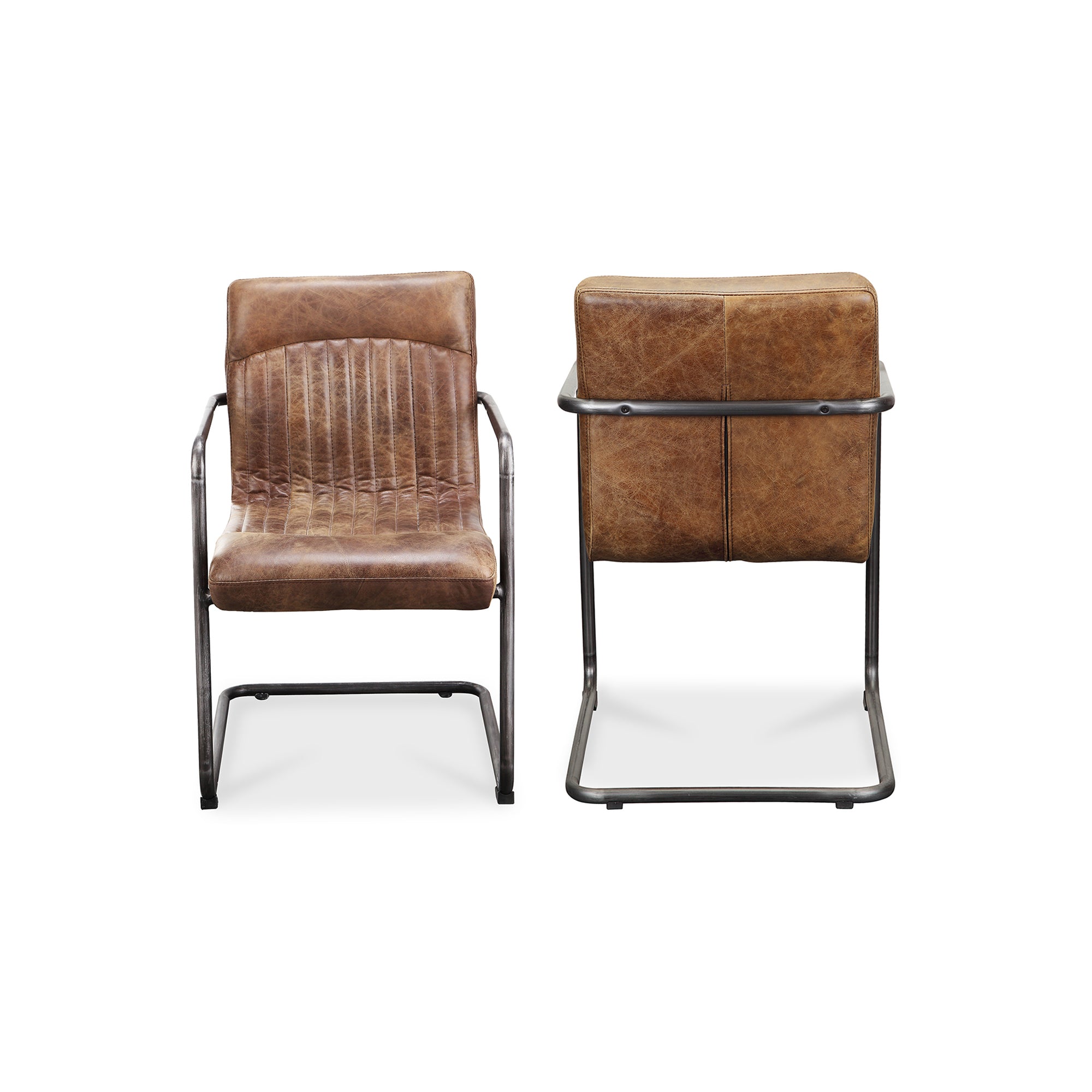 Moes Ansel Arm Chair Grazed Brown Leather - Set Of Two PK-1052-03