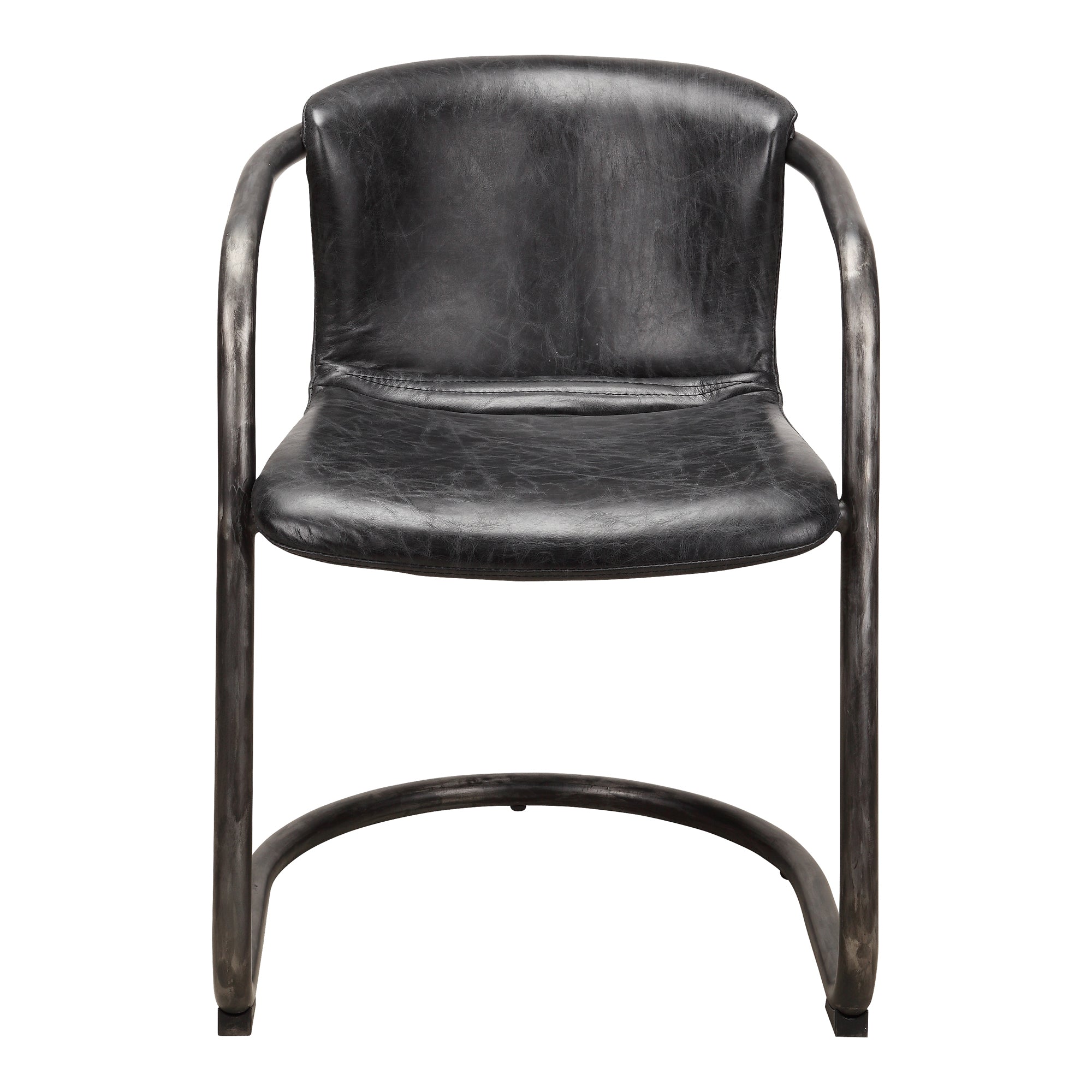 Moes Freeman Dining Chair Onyx Black Leather - Set Of Two PK-1059-02