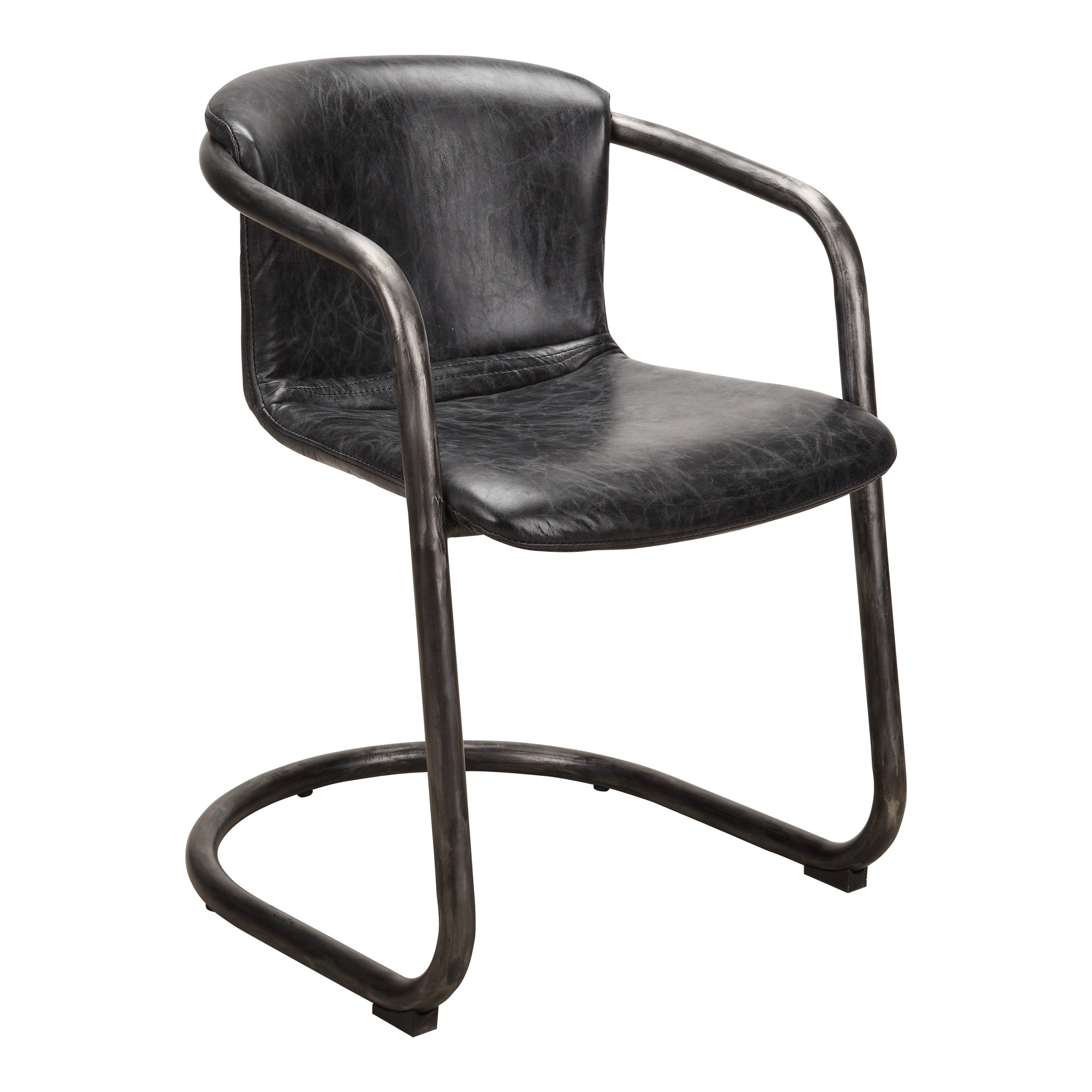 Moes Freeman Dining Chair Onyx Black Leather - Set Of Two PK-1059-02