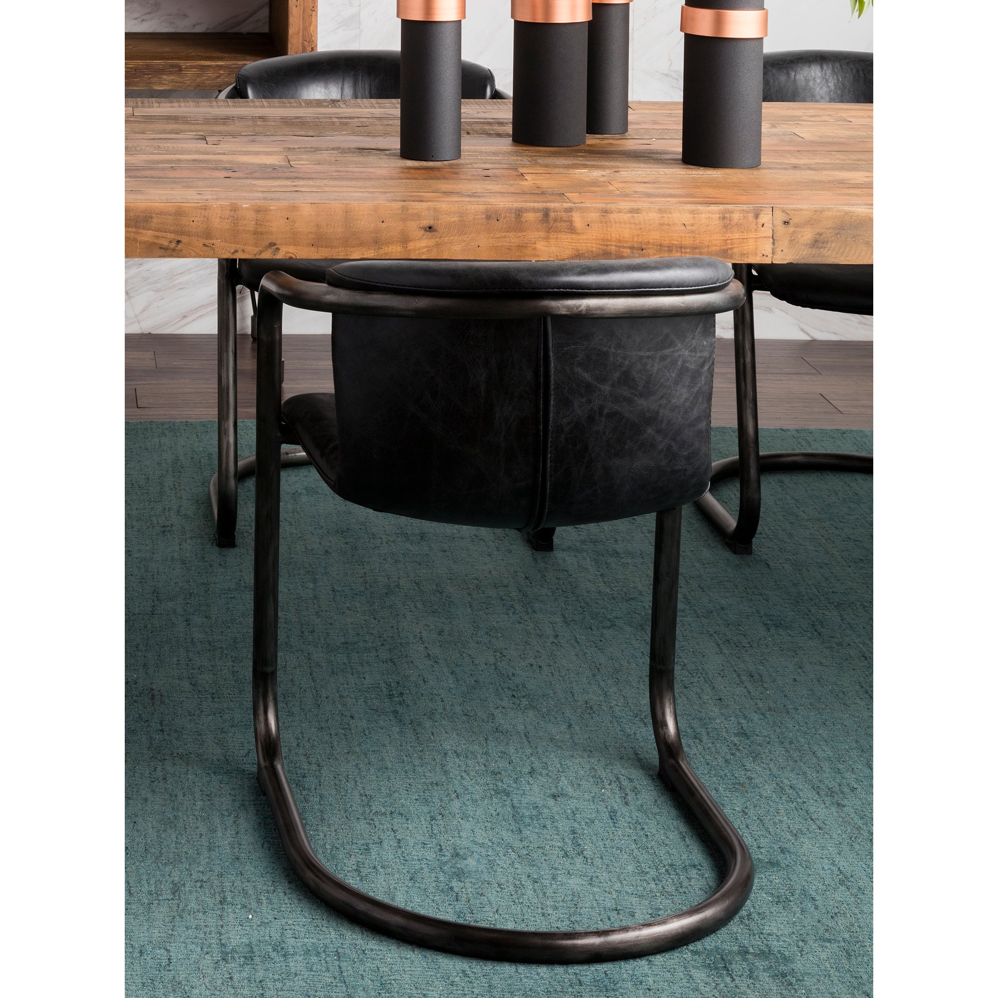 Moes Freeman Dining Chair Onyx Black Leather - Set Of Two PK-1059-02