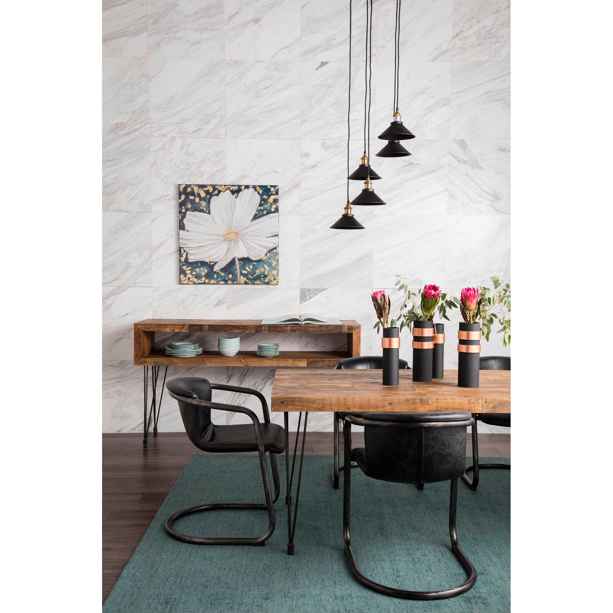Moes Freeman Dining Chair Onyx Black Leather - Set Of Two PK-1059-02