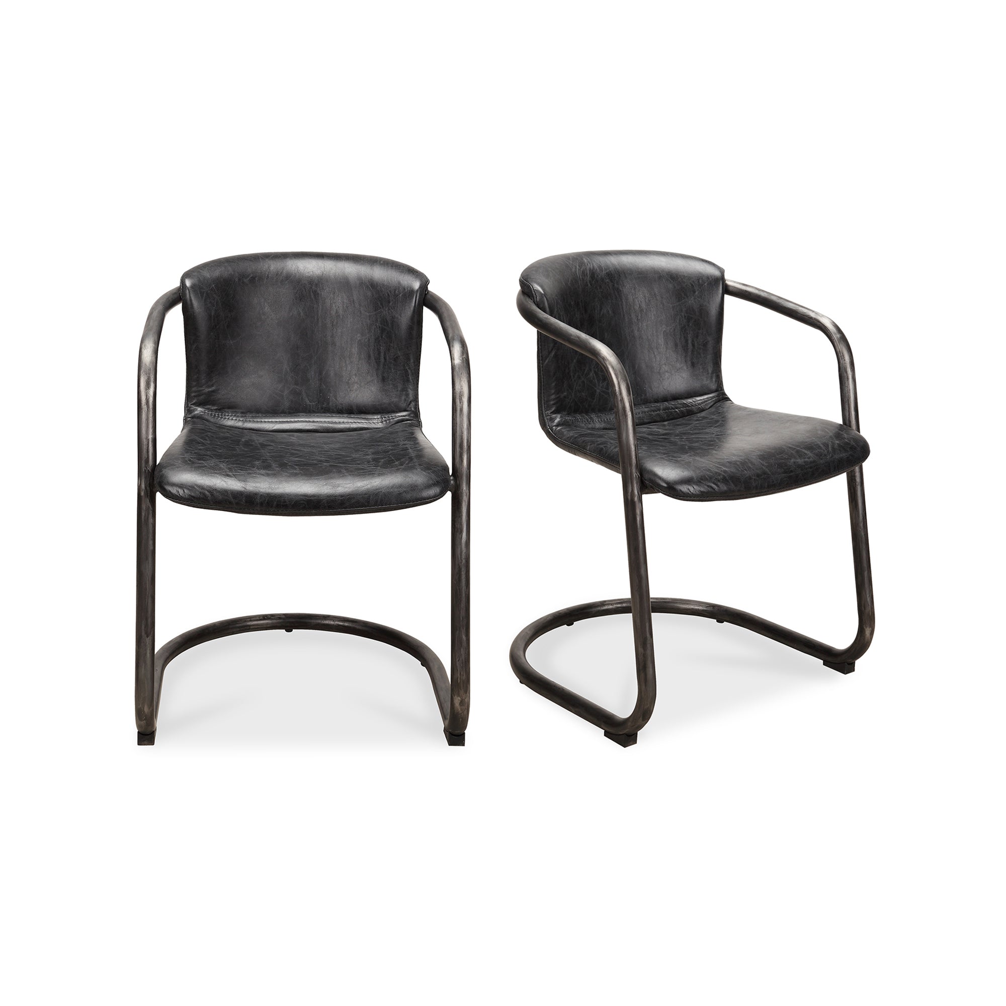Moes Freeman Dining Chair Onyx Black Leather - Set Of Two PK-1059-02