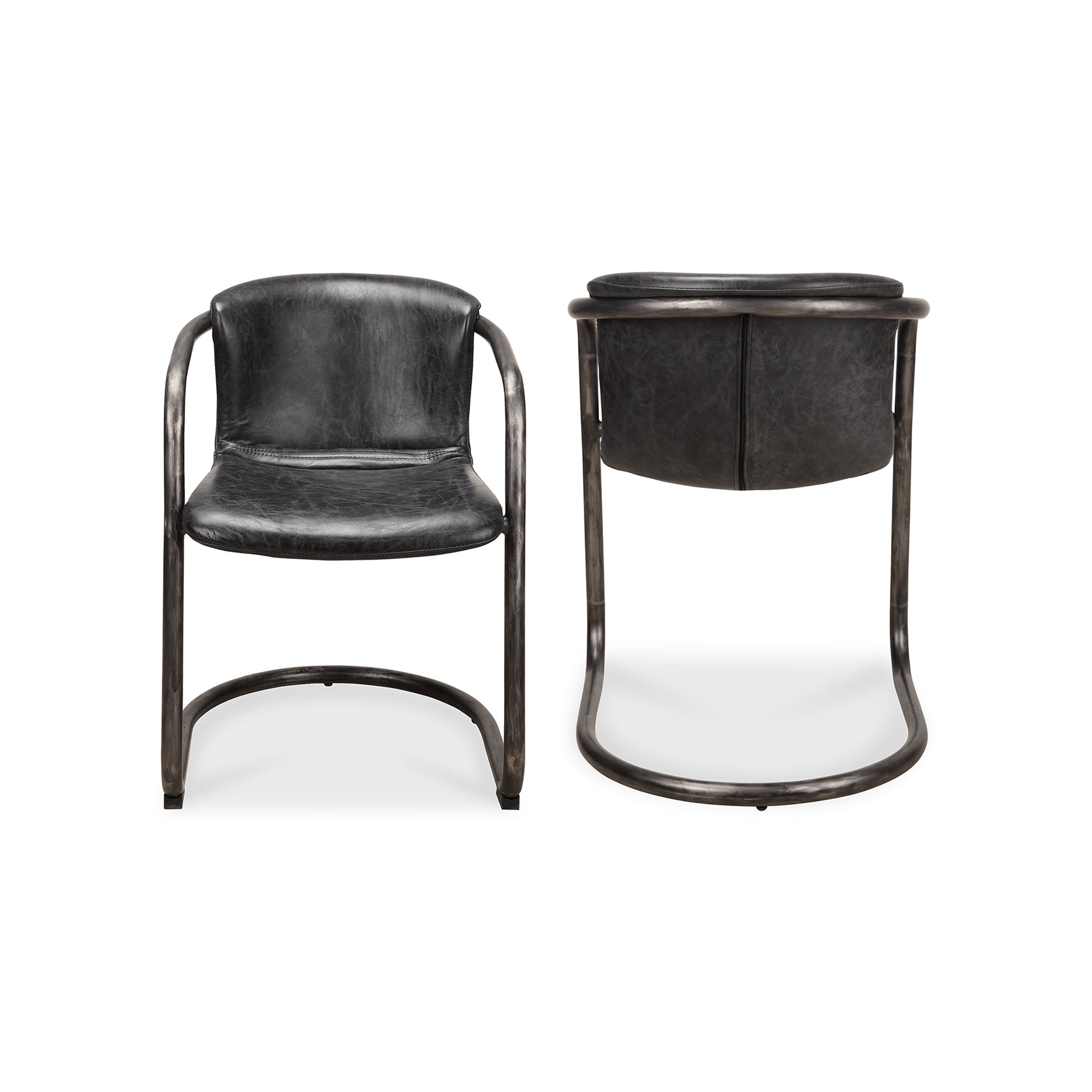 Moes Freeman Dining Chair Onyx Black Leather - Set Of Two PK-1059-02