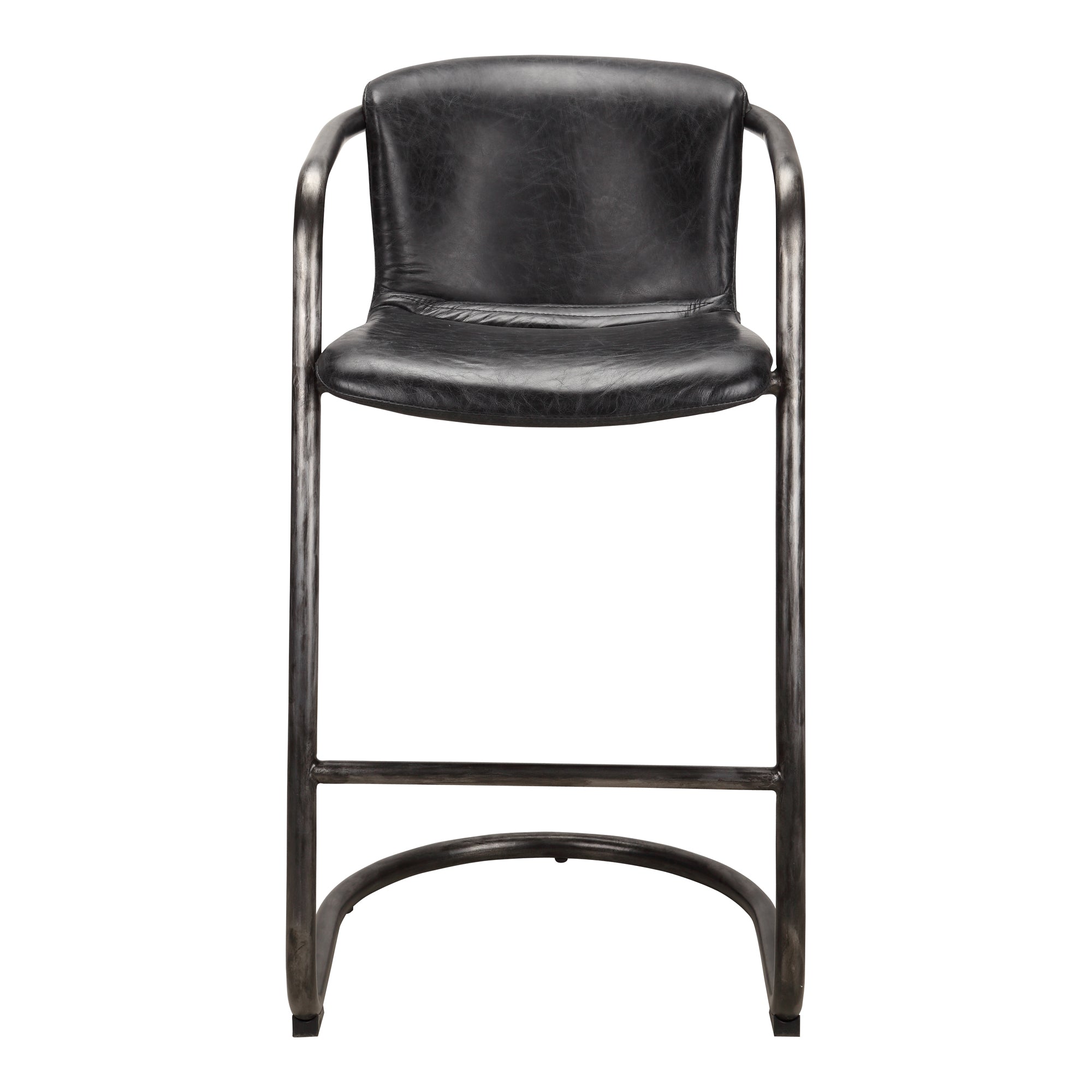 Moes Freeman Barstool Onyx Black Leather - Set Of Two PK-1060-02
