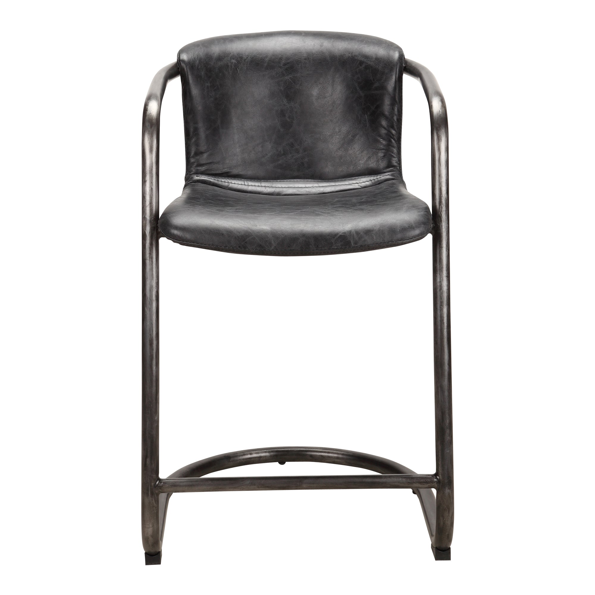 Moes Freeman Counter Stool Onyx Black Leather - Set Of Two PK-1061-02