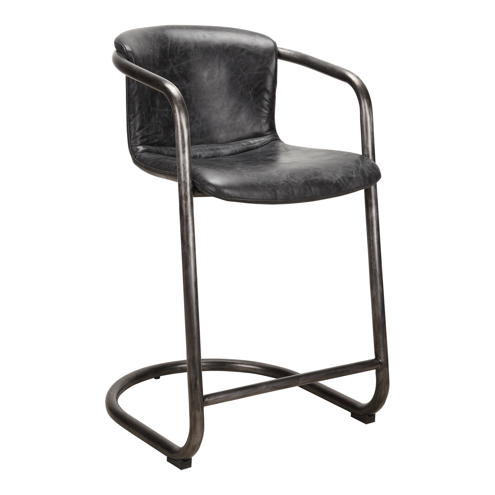 Moes Freeman Counter Stool Onyx Black Leather - Set Of Two PK-1061-02