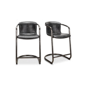 Moes Freeman Counter Stool Onyx Black Leather - Set Of Two PK-1061-02
