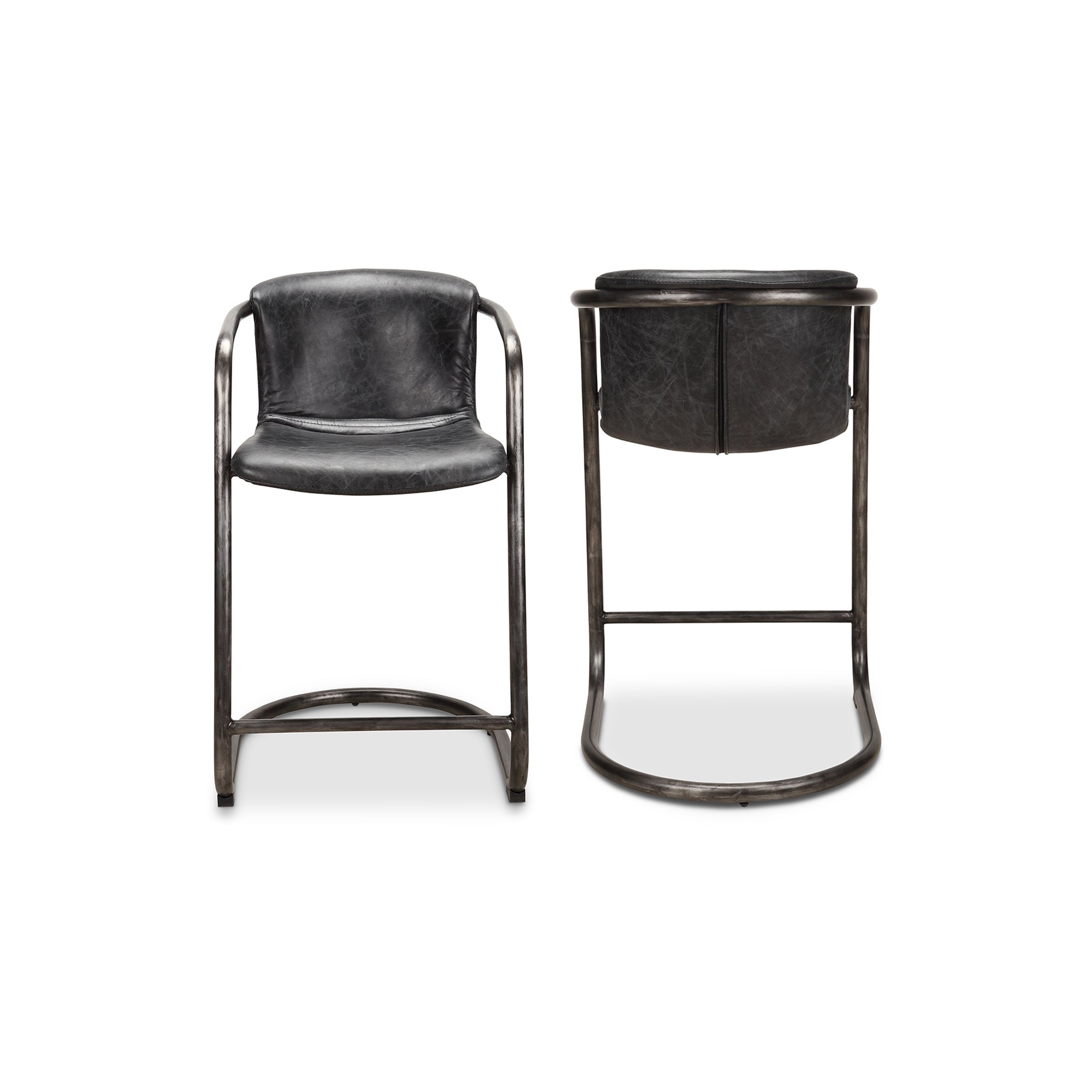 Moes Freeman Counter Stool Onyx Black Leather - Set Of Two PK-1061-02