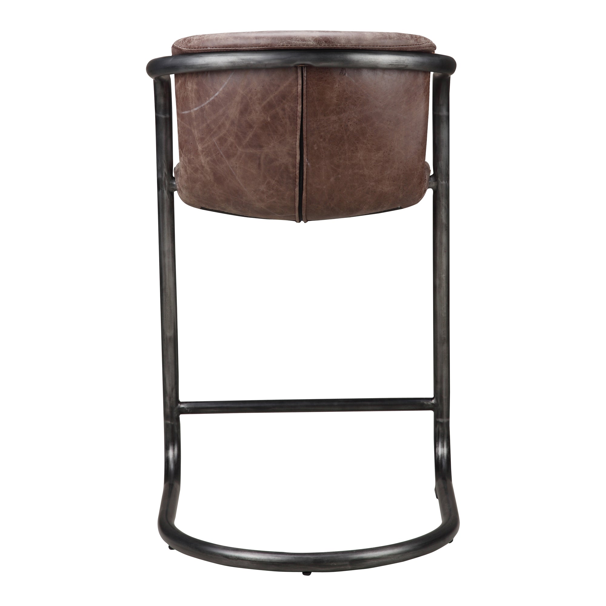Moes Freeman Counter Stool Grazed Brown Leather - Set Of Two PK-1061-03