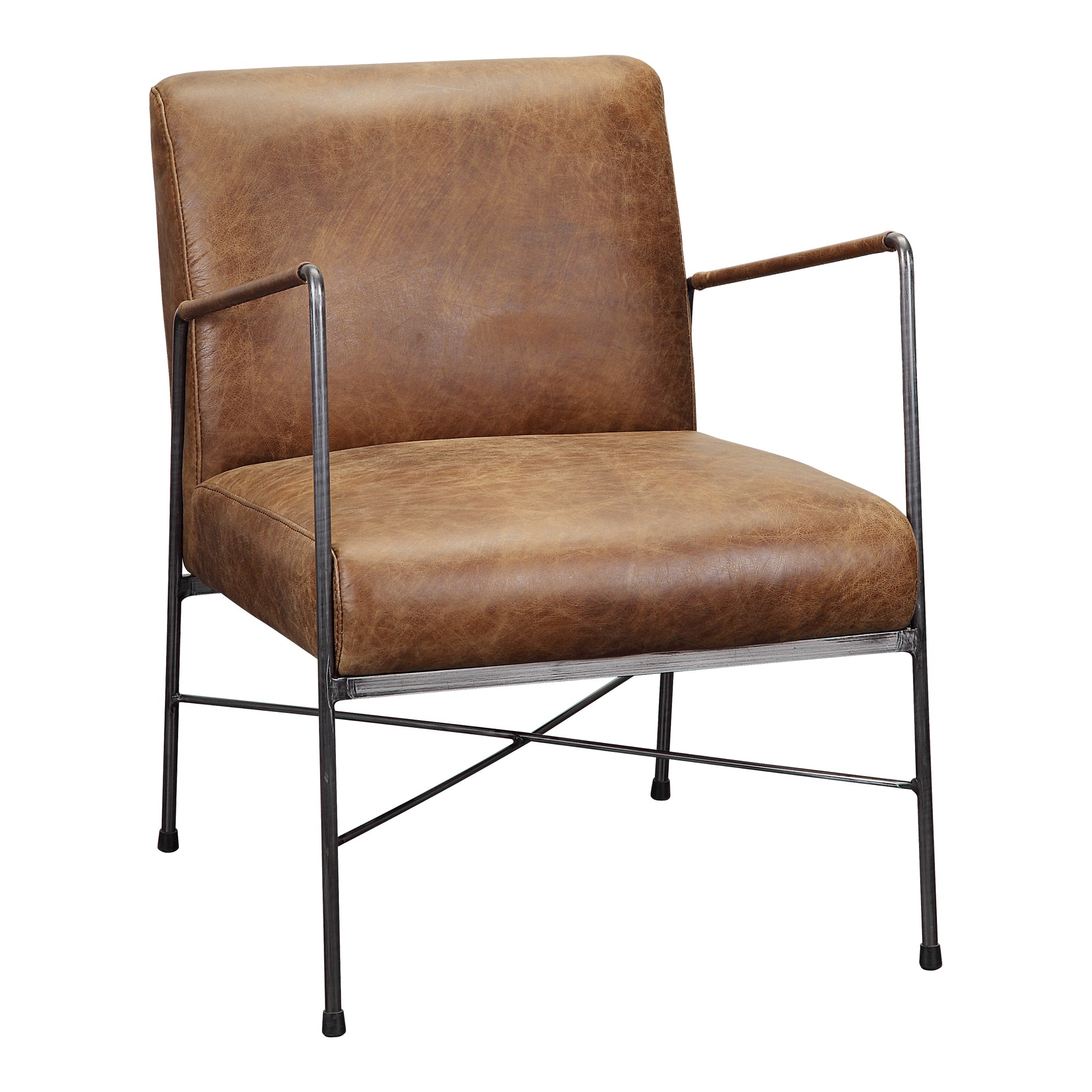 Moes Dagwood Leather Armchair Open Road Brown PK-1089-14