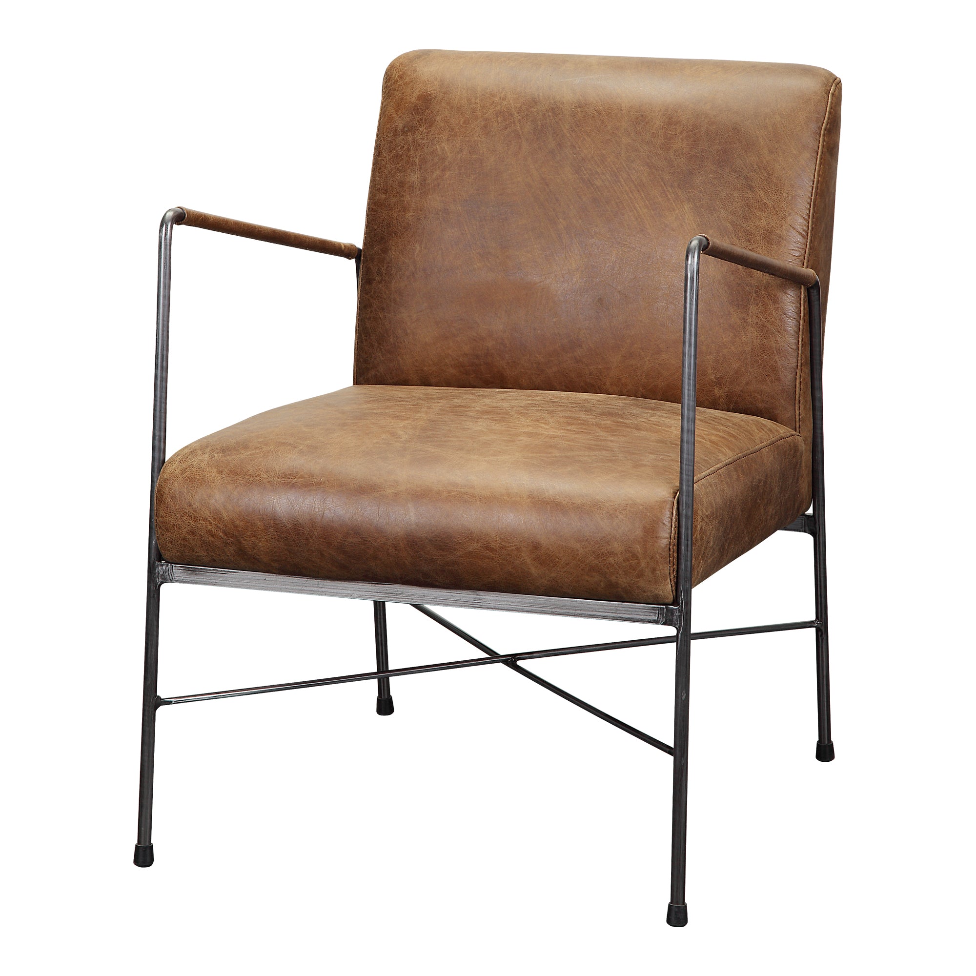 Moes Dagwood Leather Armchair Open Road Brown PK-1089-14