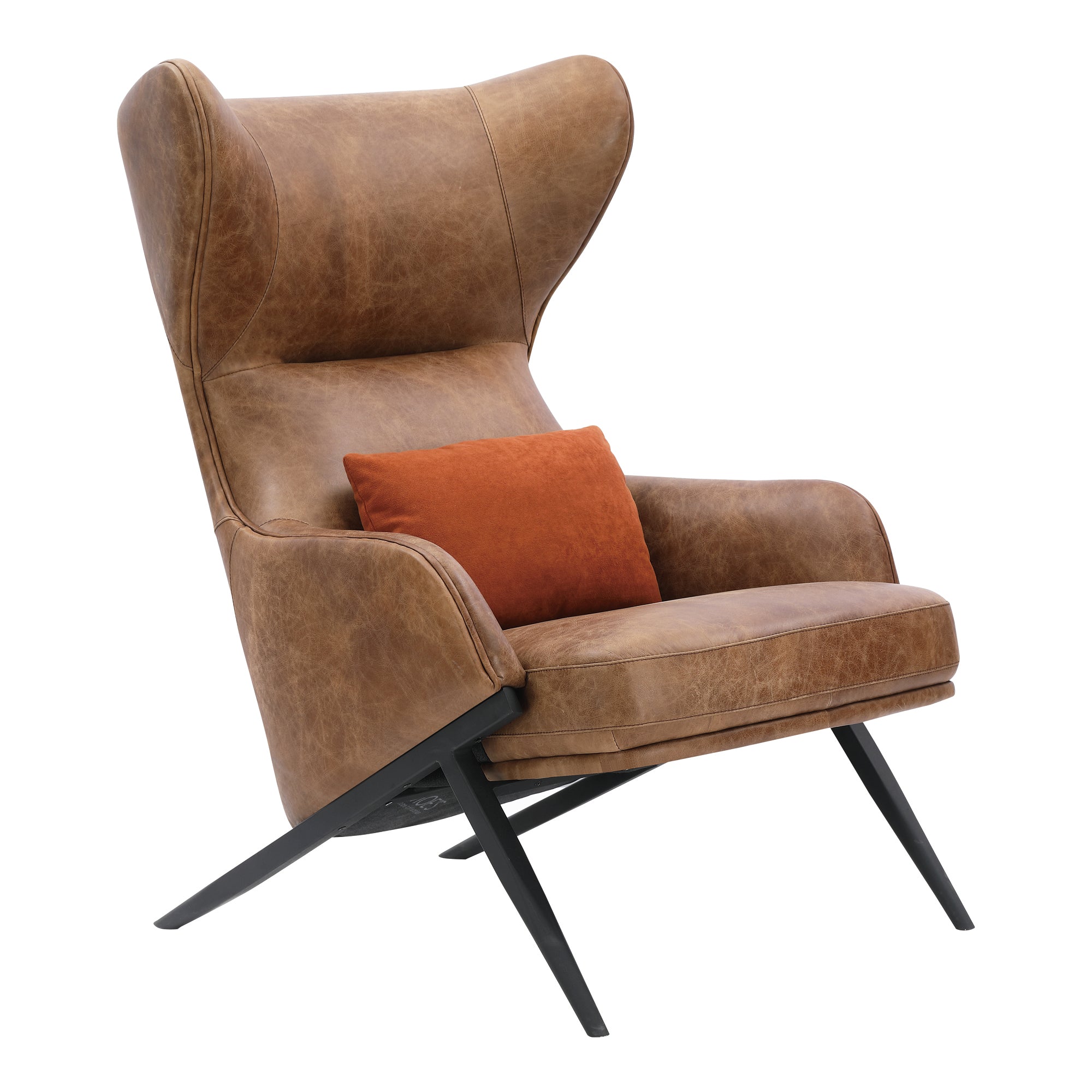 Moes Amos Leather Accent Chair Open Road Brown PK-1103-14