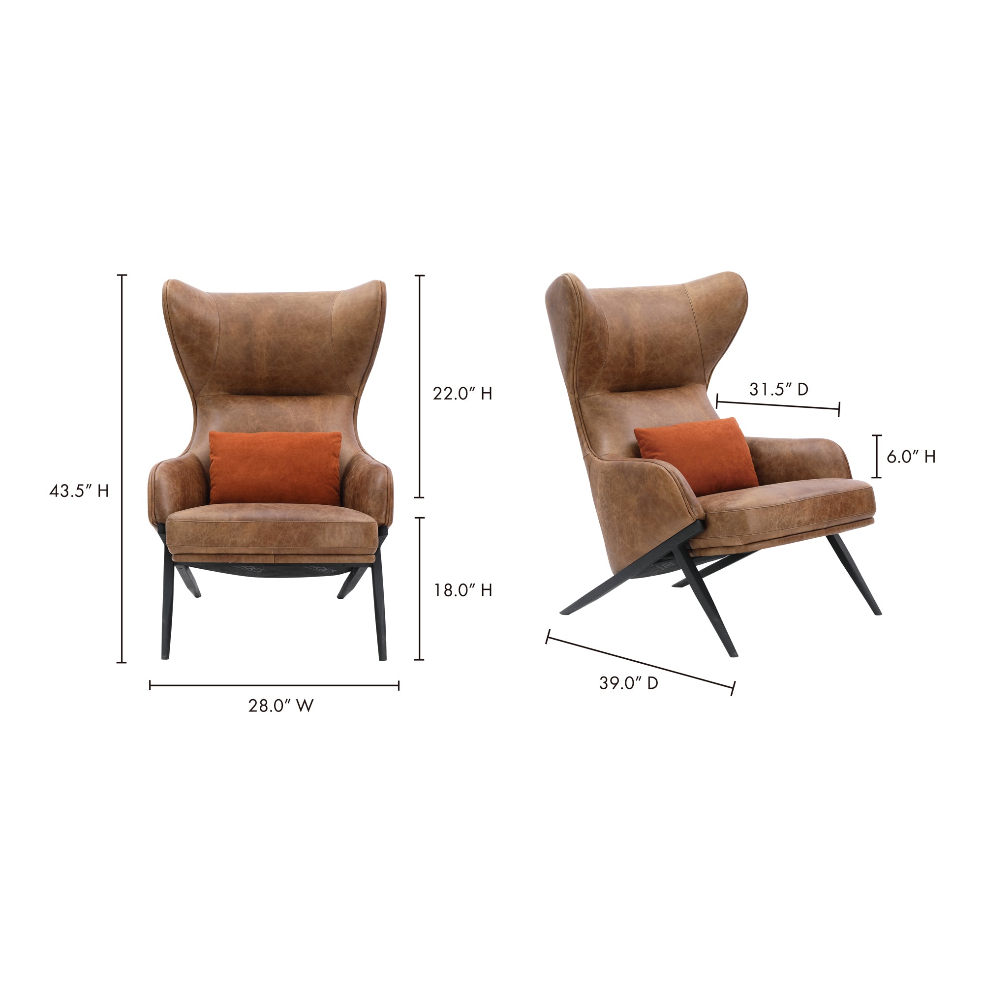 Moes Amos Leather Accent Chair Open Road Brown PK-1103-14