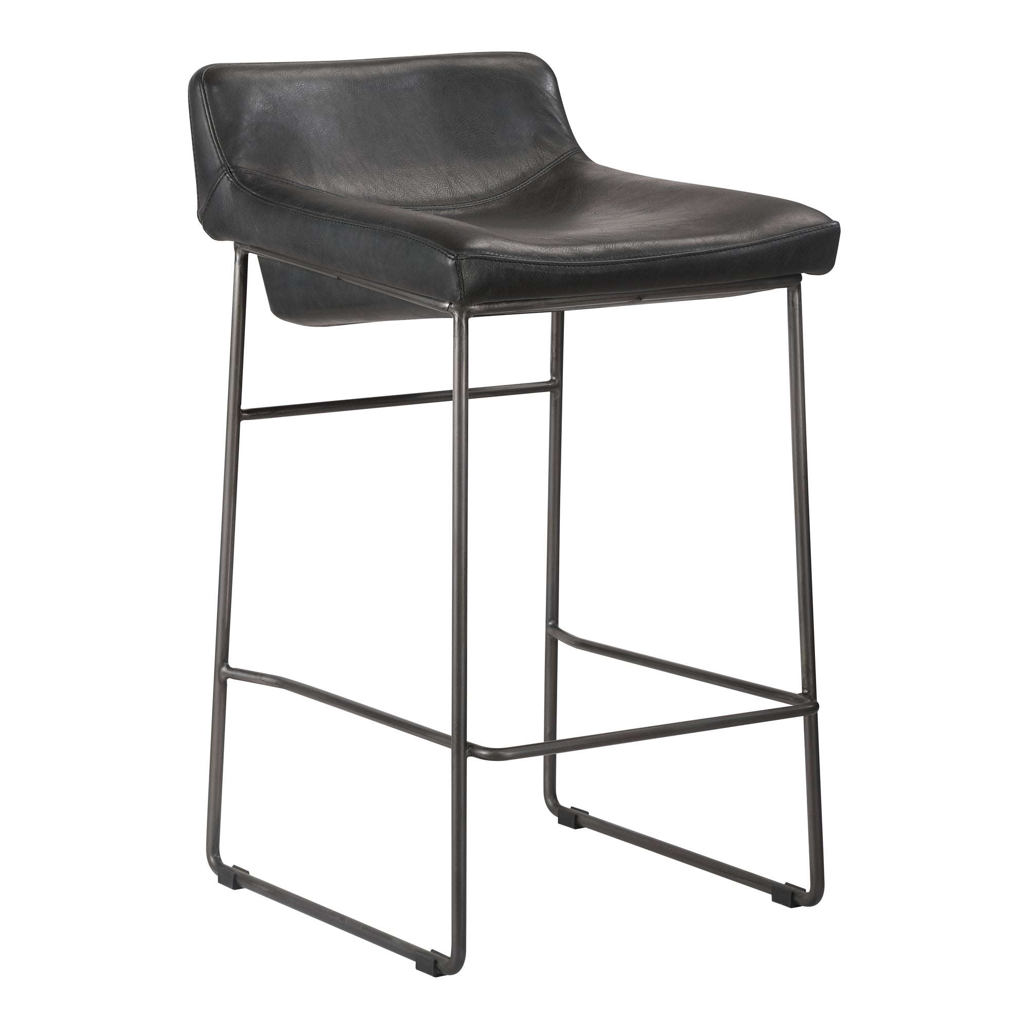 Moes Starlet Counter Stool Onyx Black Leather - Set Of Two PK-1106-02