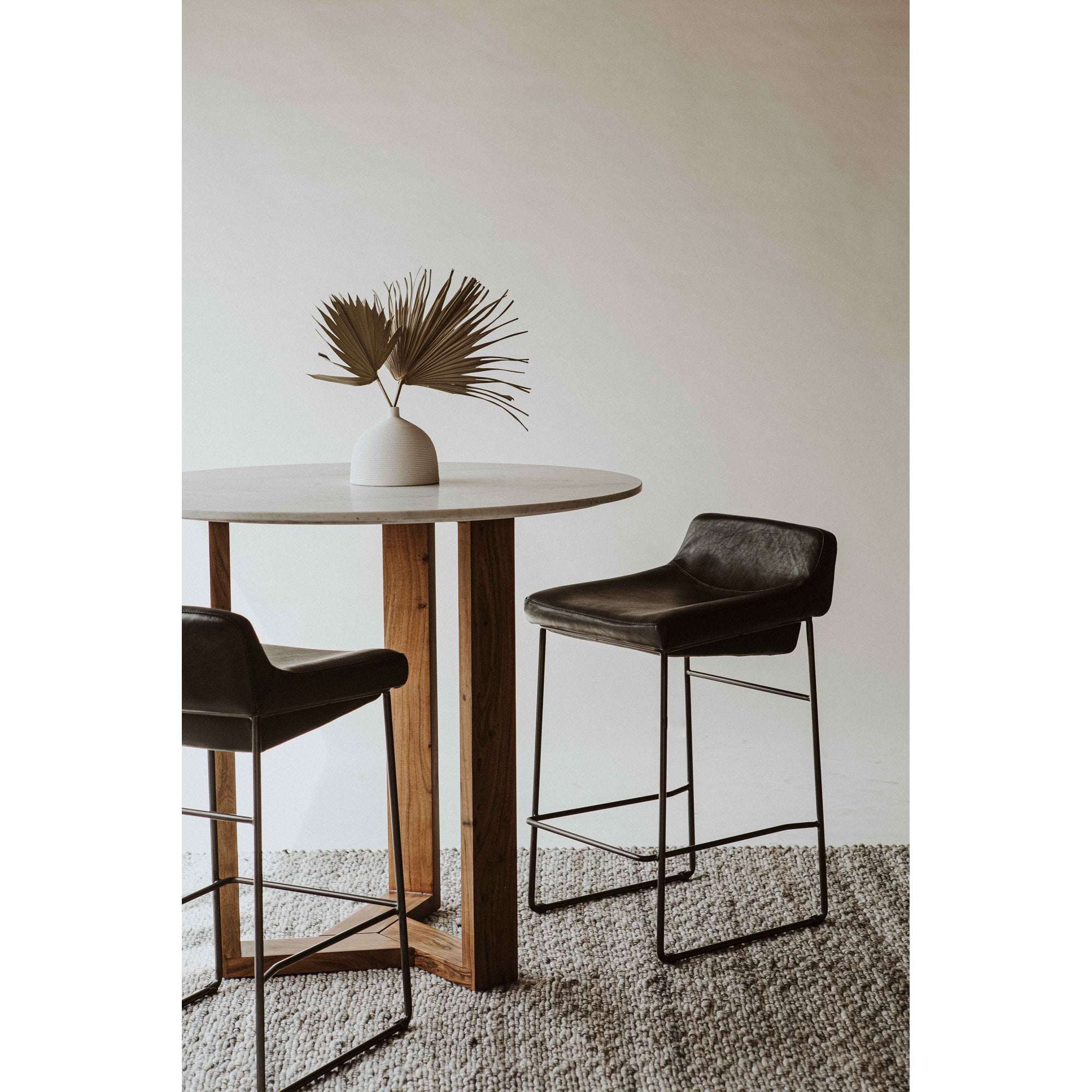 Moes Starlet Counter Stool Onyx Black Leather - Set Of Two PK-1106-02