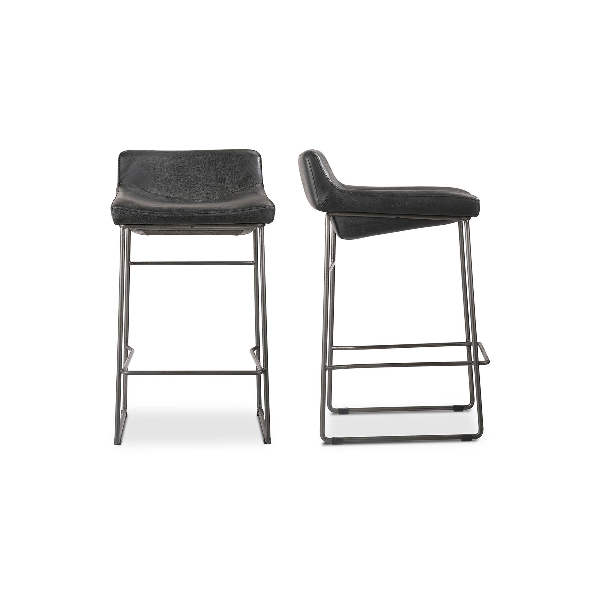 Moes Starlet Counter Stool Onyx Black Leather - Set Of Two PK-1106-02