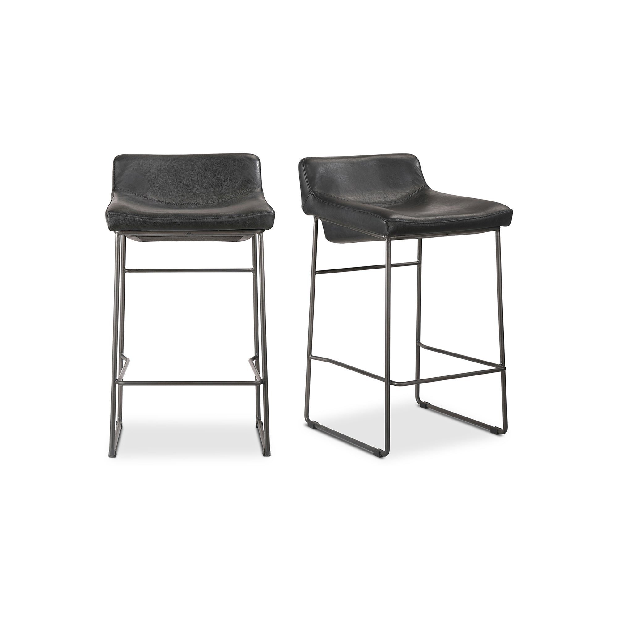 Moes Starlet Counter Stool Onyx Black Leather - Set Of Two PK-1106-02
