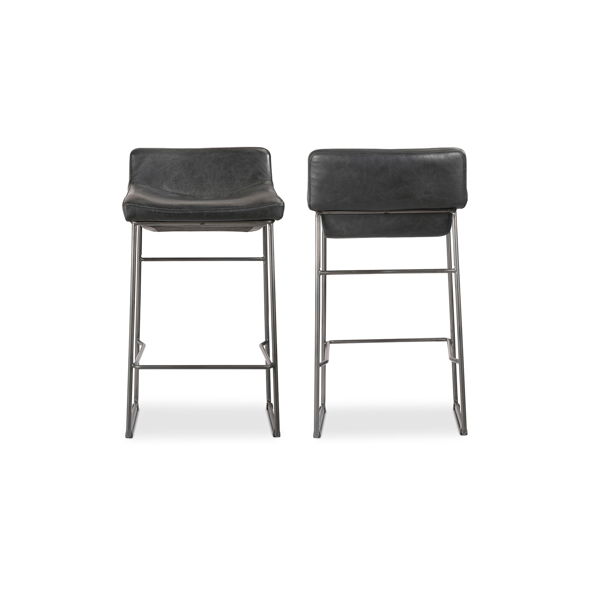 Moes Starlet Counter Stool Onyx Black Leather - Set Of Two PK-1106-02