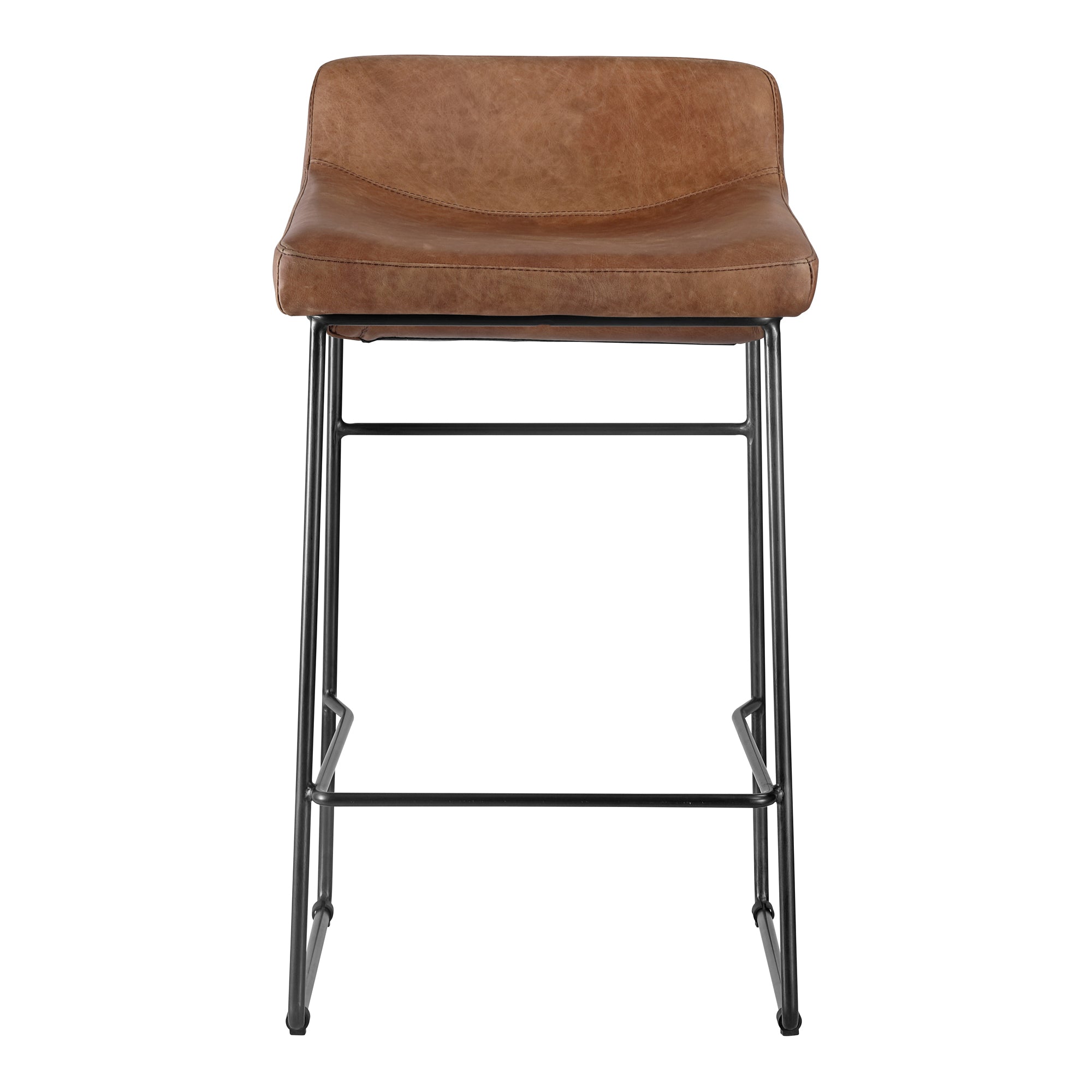 Moes Starlet Counter Stool Open Road Brown Leather - Set Of Two PK-1106-14