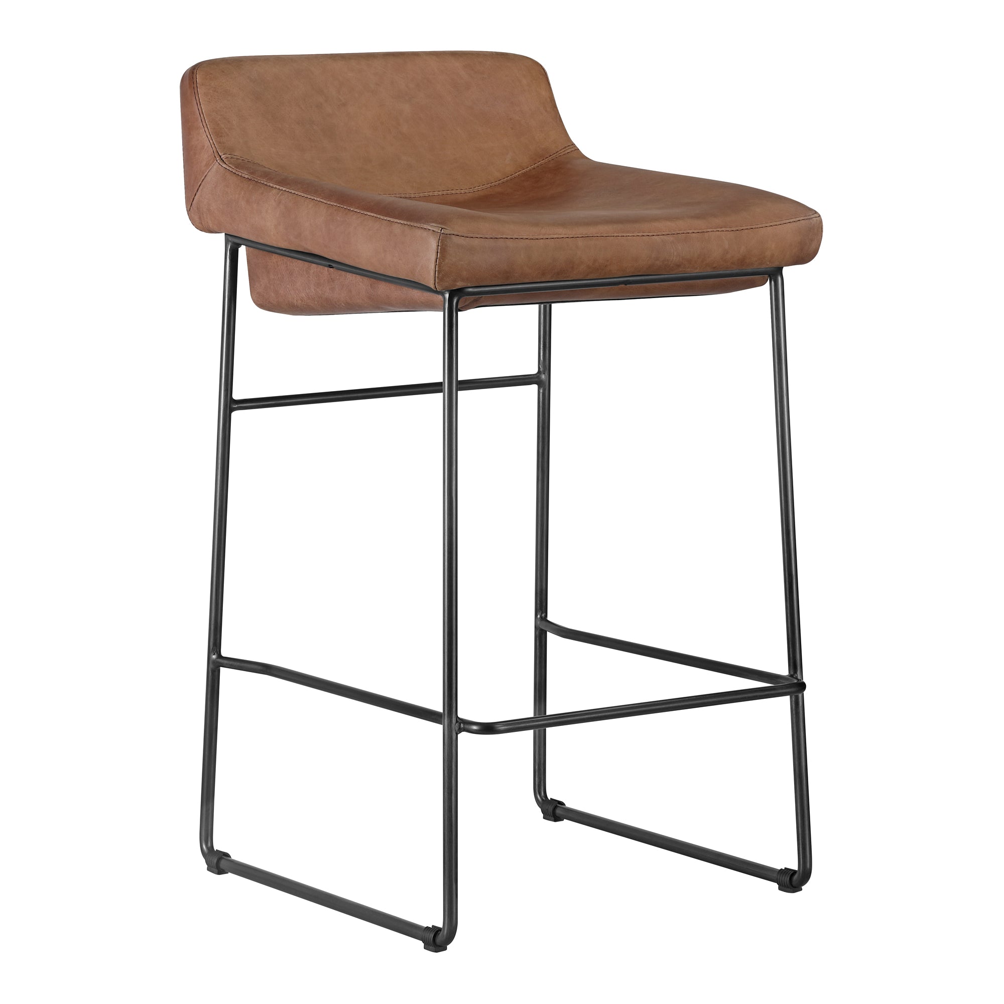 Moes Starlet Counter Stool Open Road Brown Leather - Set Of Two PK-1106-14
