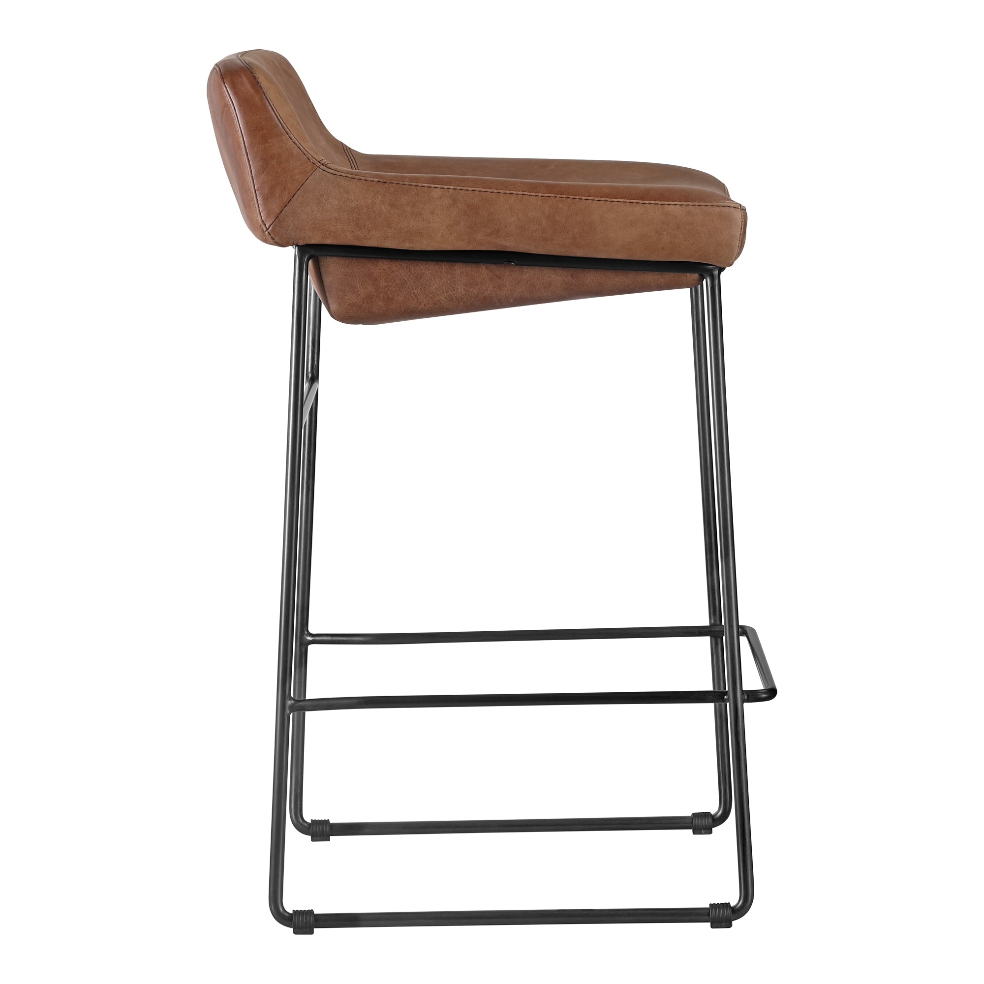 Moes Starlet Counter Stool Open Road Brown Leather - Set Of Two PK-1106-14