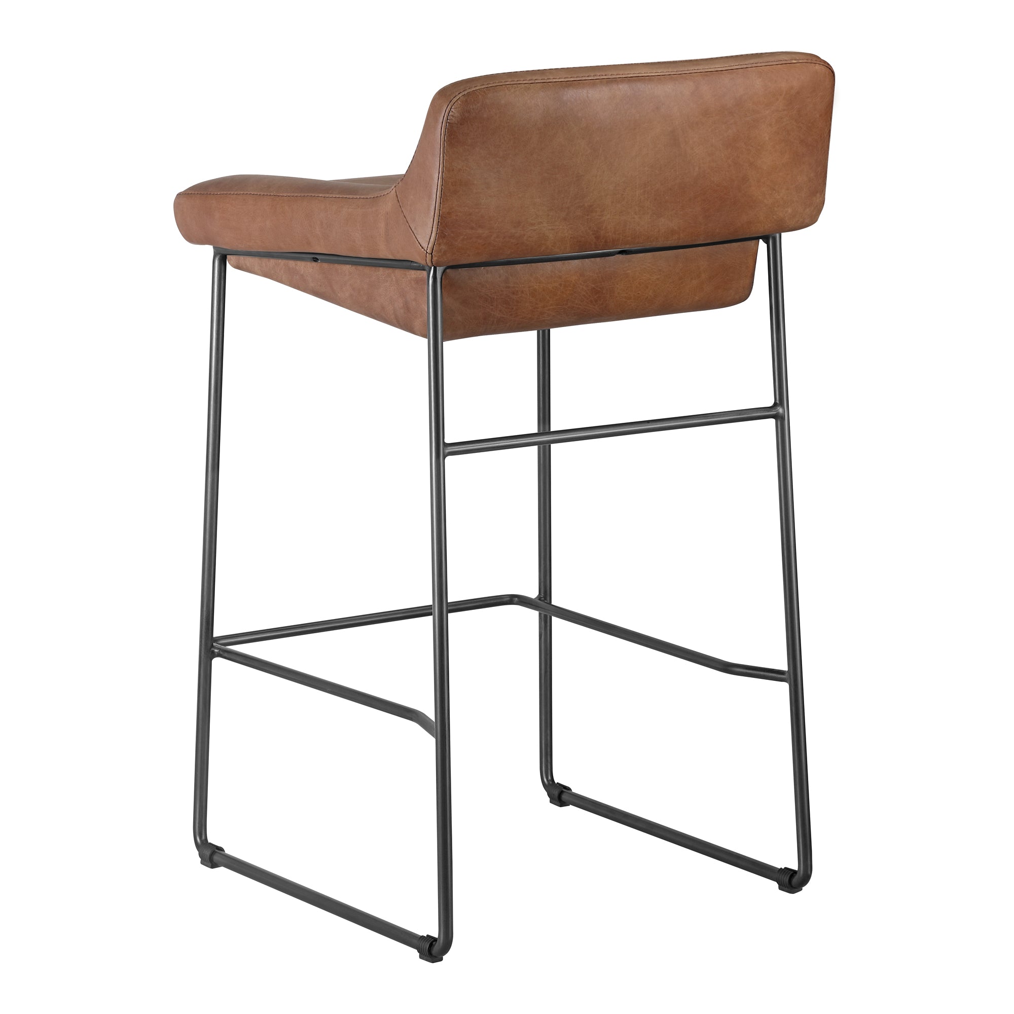 Moes Starlet Counter Stool Open Road Brown Leather - Set Of Two PK-1106-14