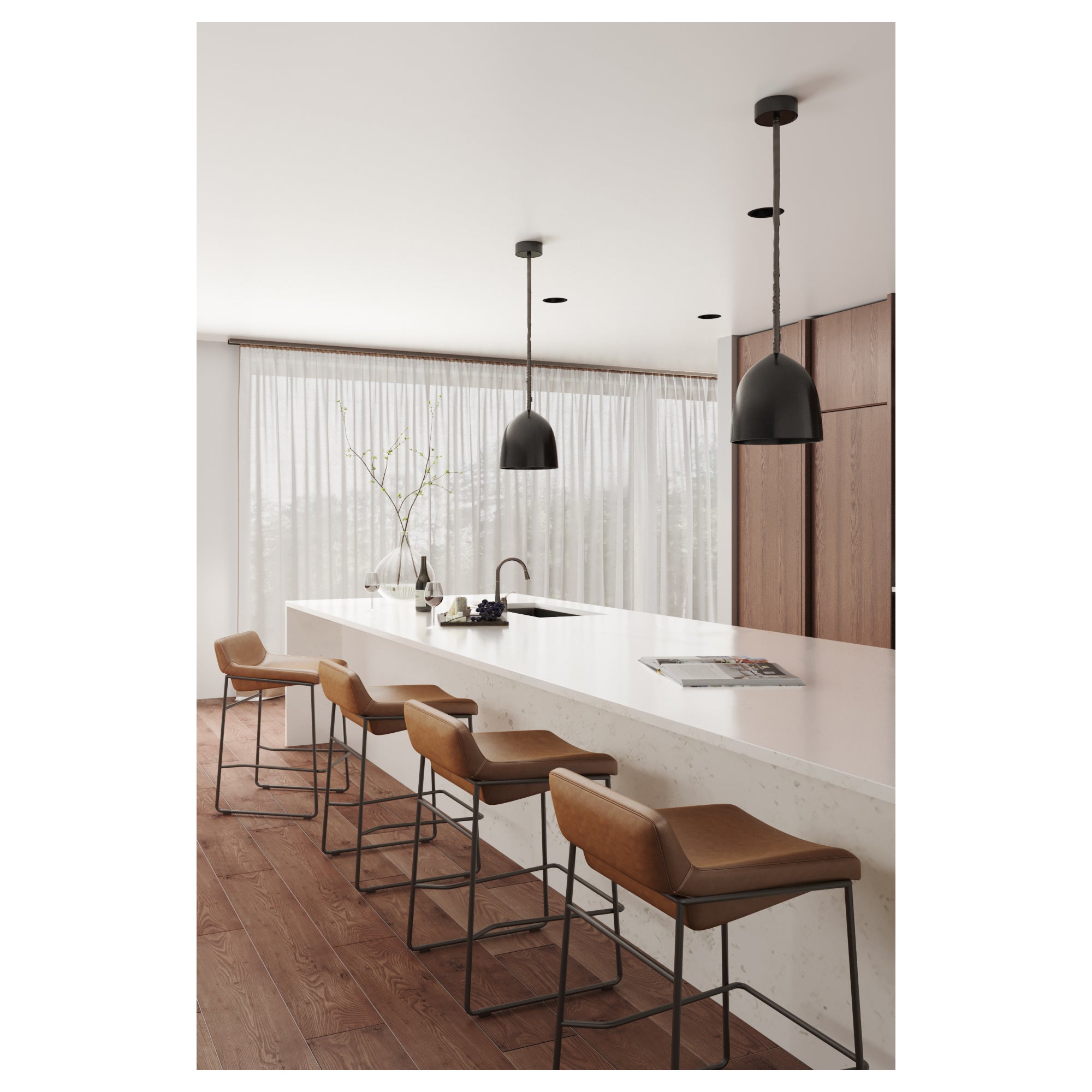 Moes Starlet Counter Stool Open Road Brown Leather - Set Of Two PK-1106-14