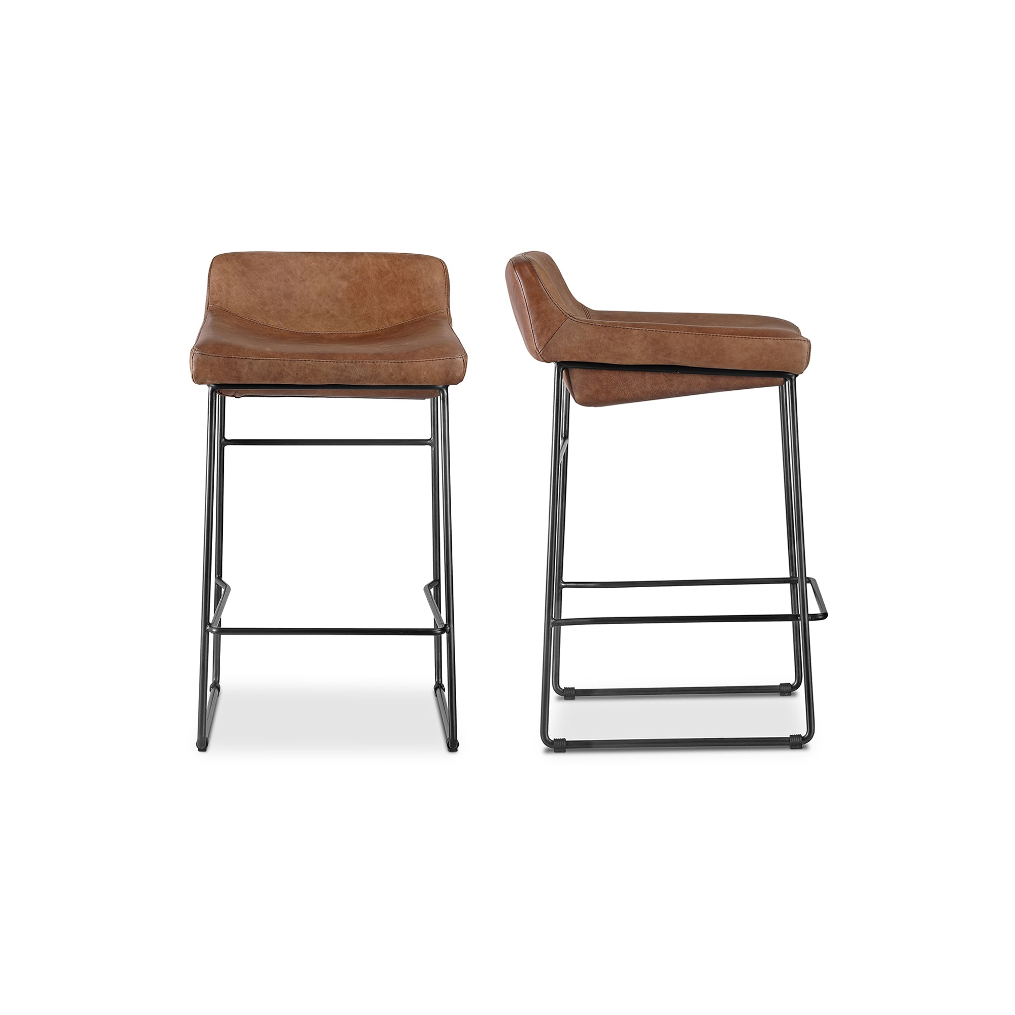 Moes Starlet Counter Stool Open Road Brown Leather - Set Of Two PK-1106-14
