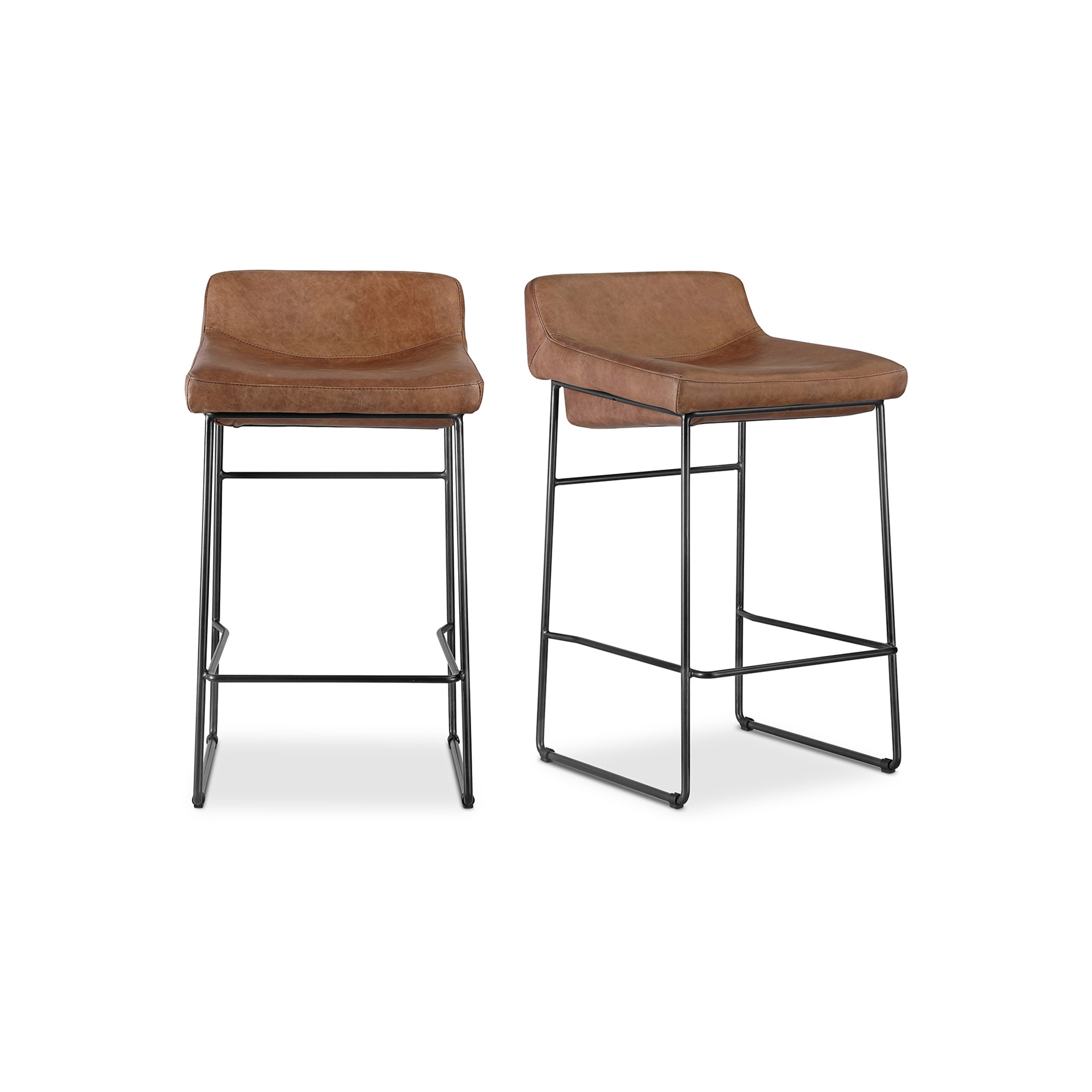 Moes Starlet Counter Stool Open Road Brown Leather - Set Of Two PK-1106-14