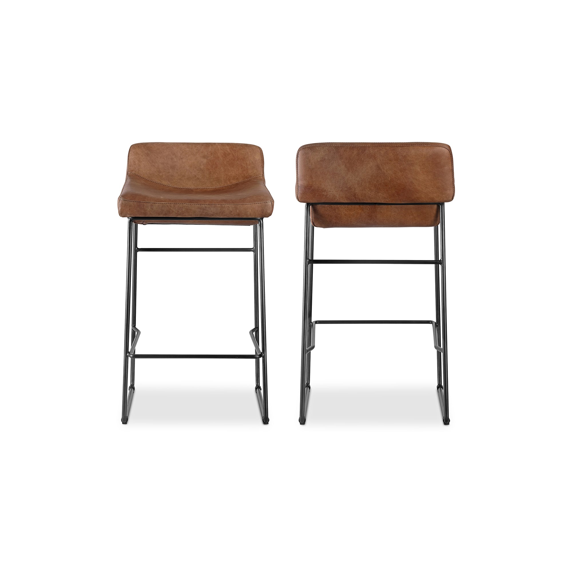 Moes Starlet Counter Stool Open Road Brown Leather - Set Of Two PK-1106-14