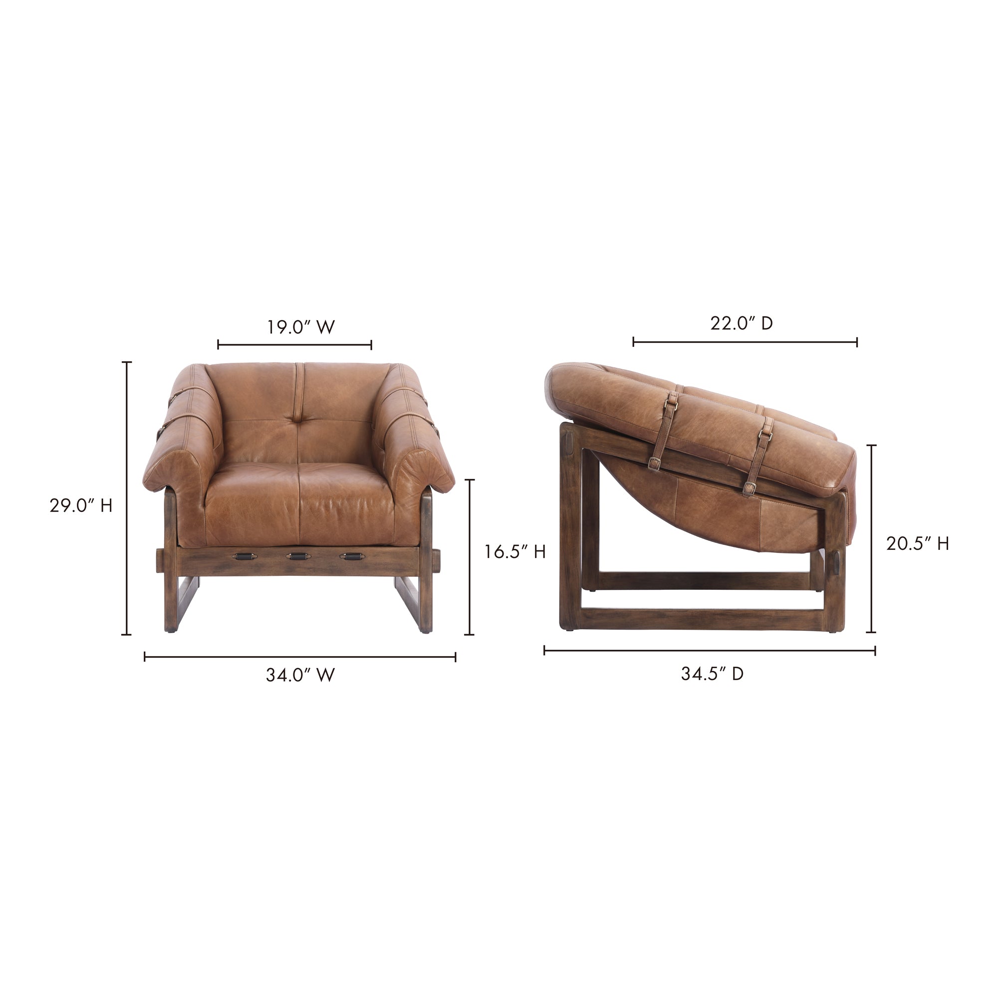 Moes Bellos Accent Chair Open Road Brown PK-1112-14