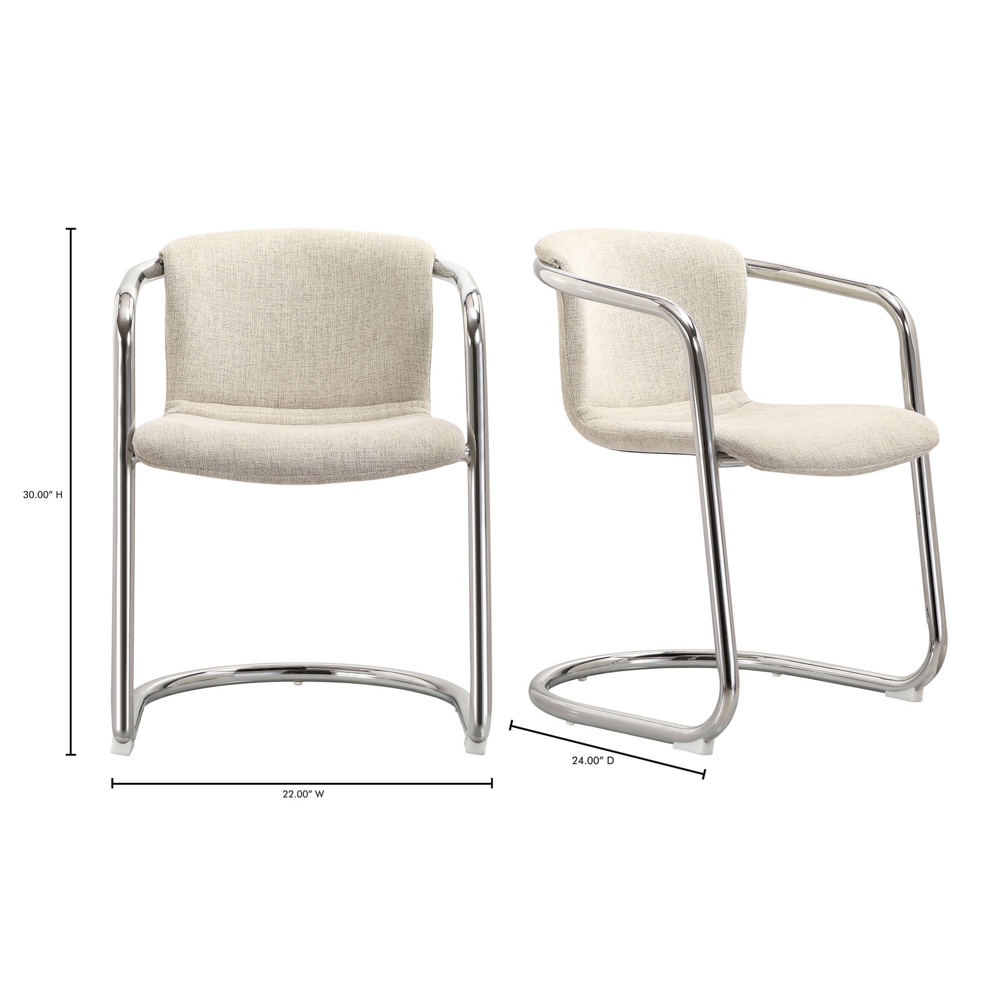 Moes Freeman Chrome Frame Dining Chair Blended Cream - Set Of Two PK-1114-37