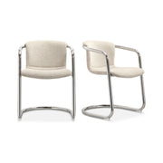 Moes Freeman Chrome Frame Dining Chair Blended Cream - Set Of Two PK-1114-37