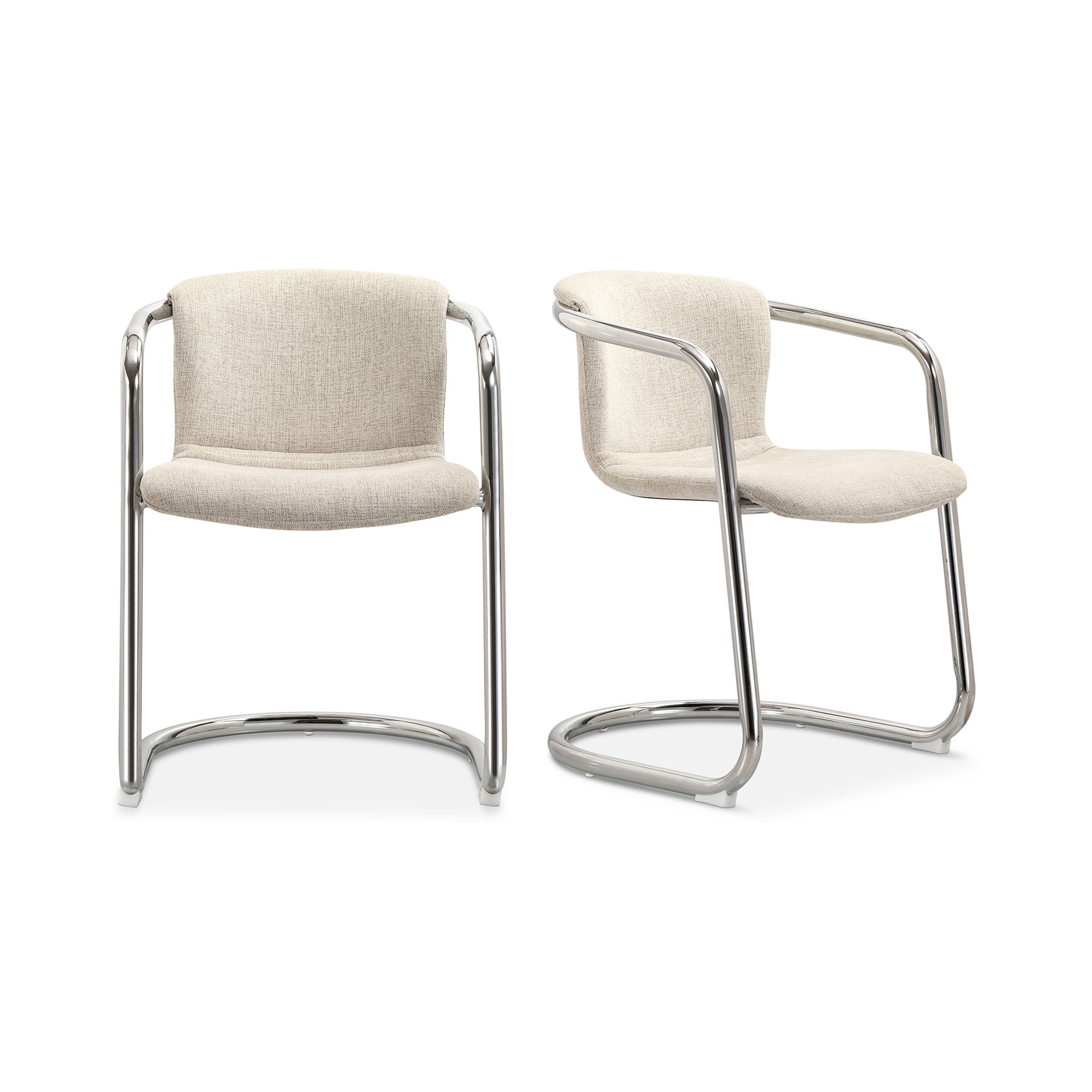Moes Freeman Chrome Frame Dining Chair Blended Cream - Set Of Two PK-1114-37