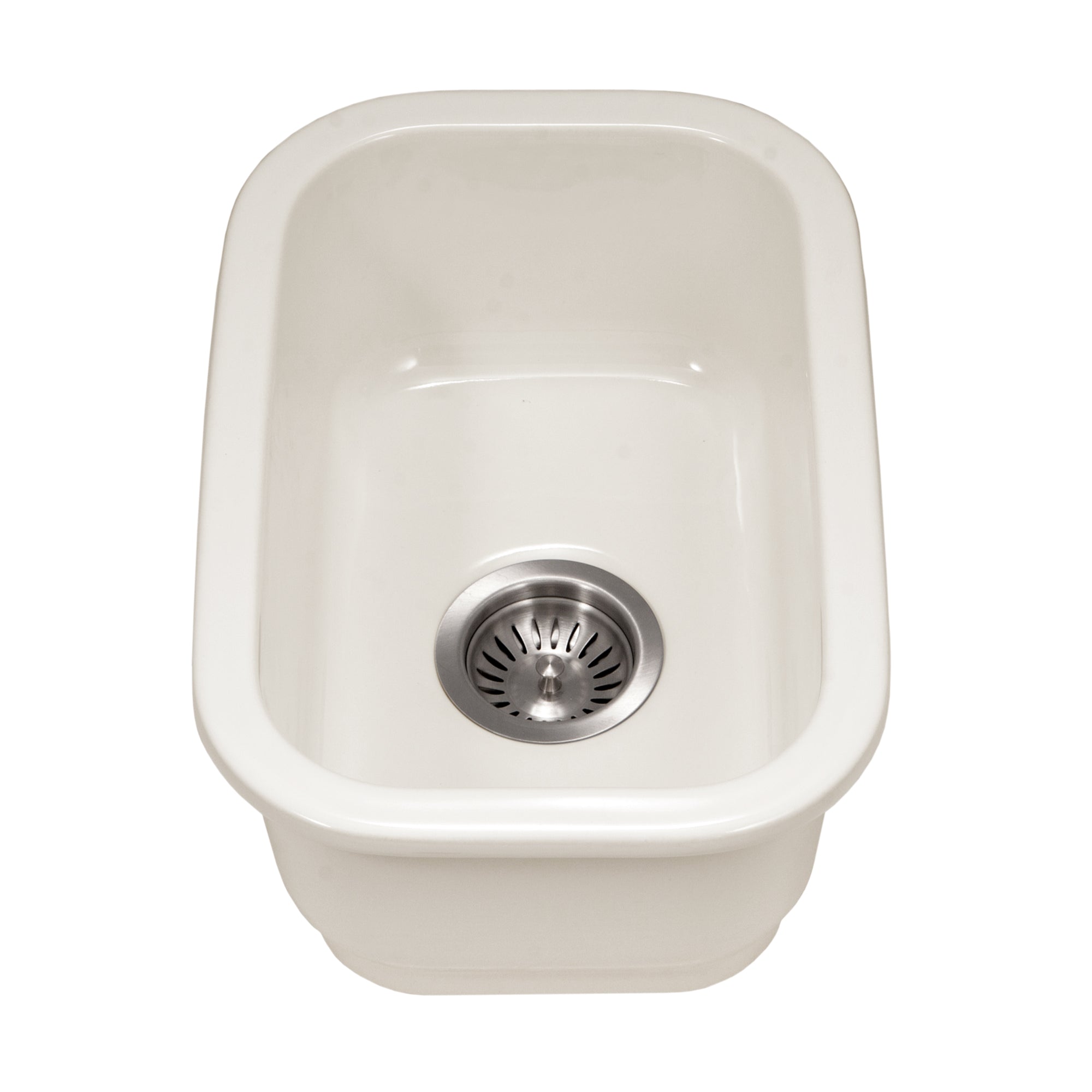 Houzer Platus 13" White Fireclay Undermount Single Bowl Bar Sink