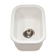 Houzer Platus 13" White Fireclay Undermount Single Bowl Bar Sink