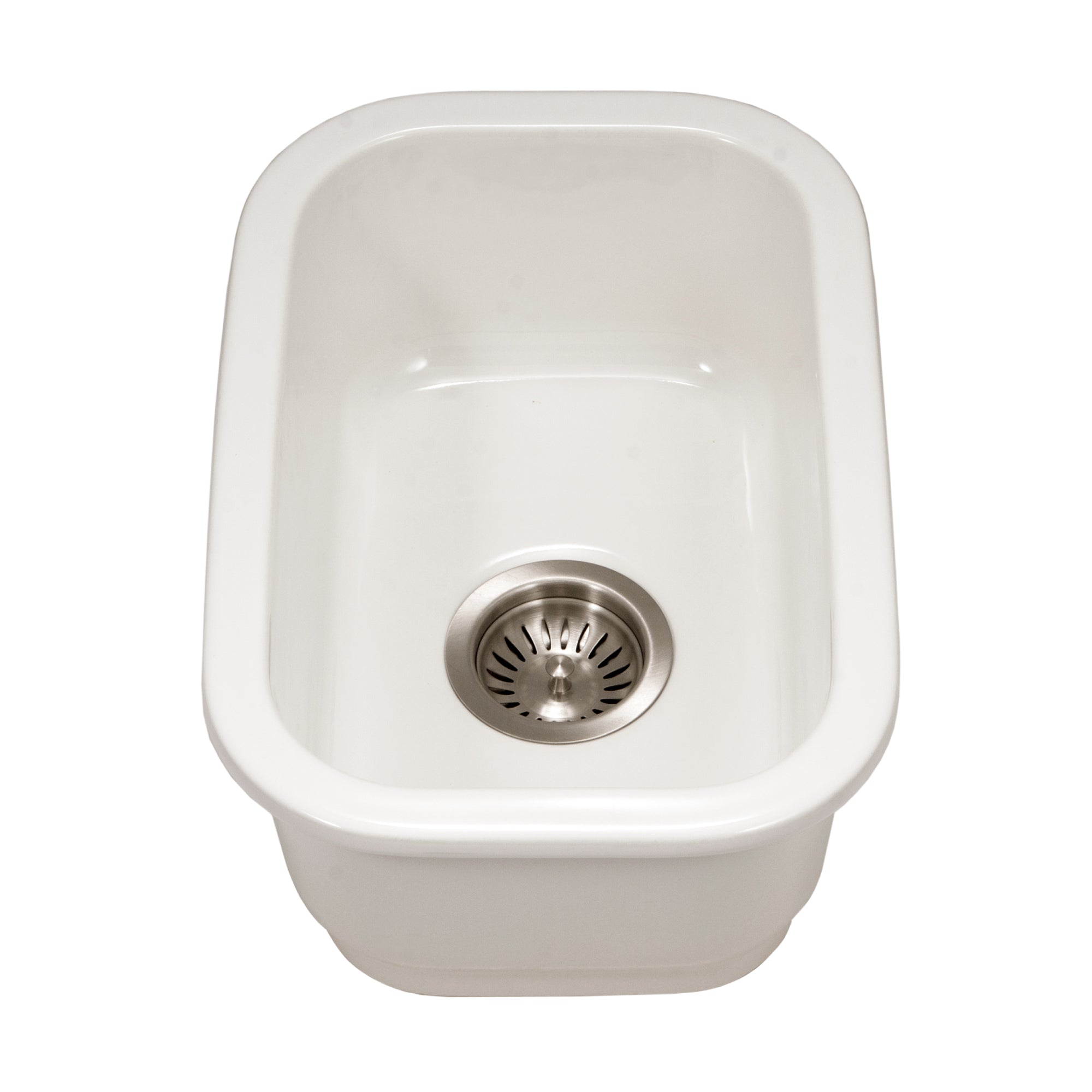 Houzer Platus 13" White Fireclay Undermount Single Bowl Bar Sink