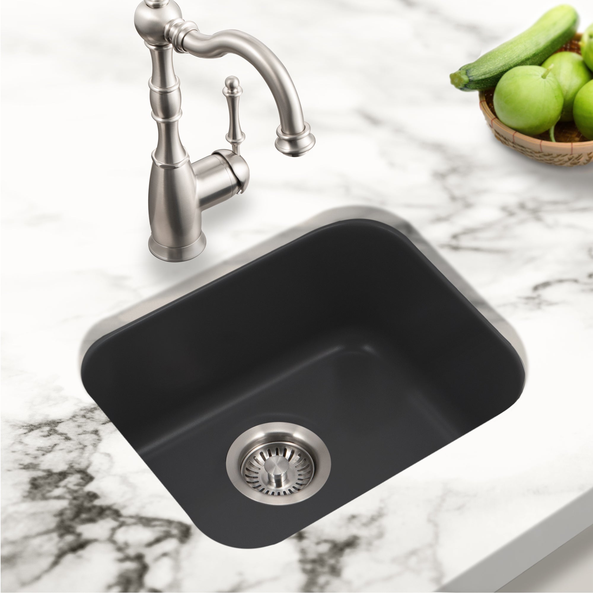 Houzer Platus 18" Fireclay Undermount Single Bowl Bar Sink